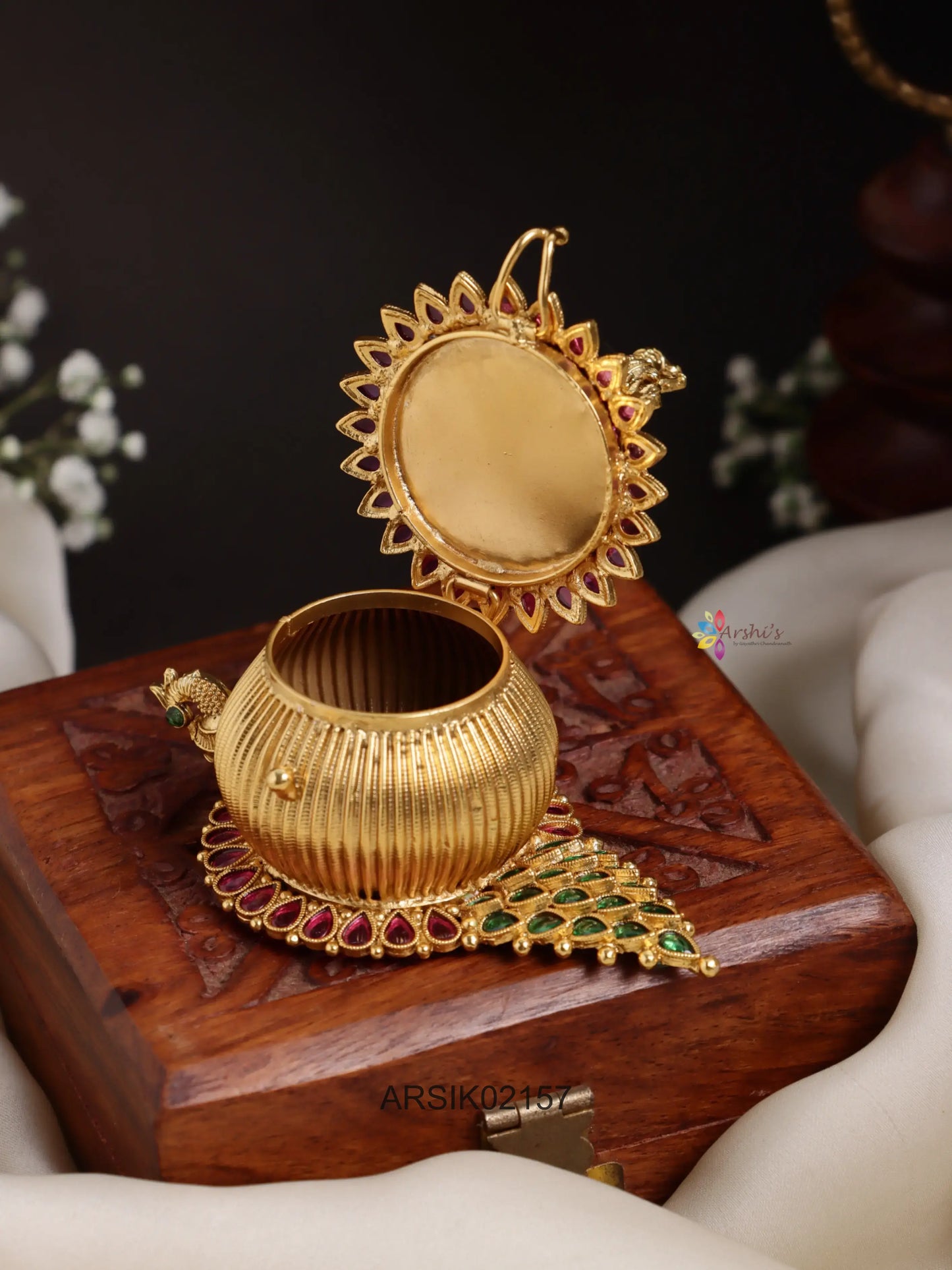 Peacock and Lakshmi Kumkum Box