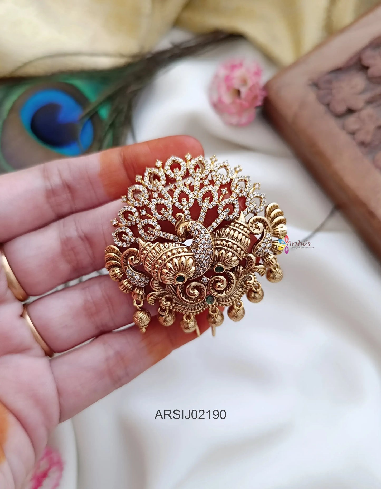 Peacock AD Stone Hair Brooch