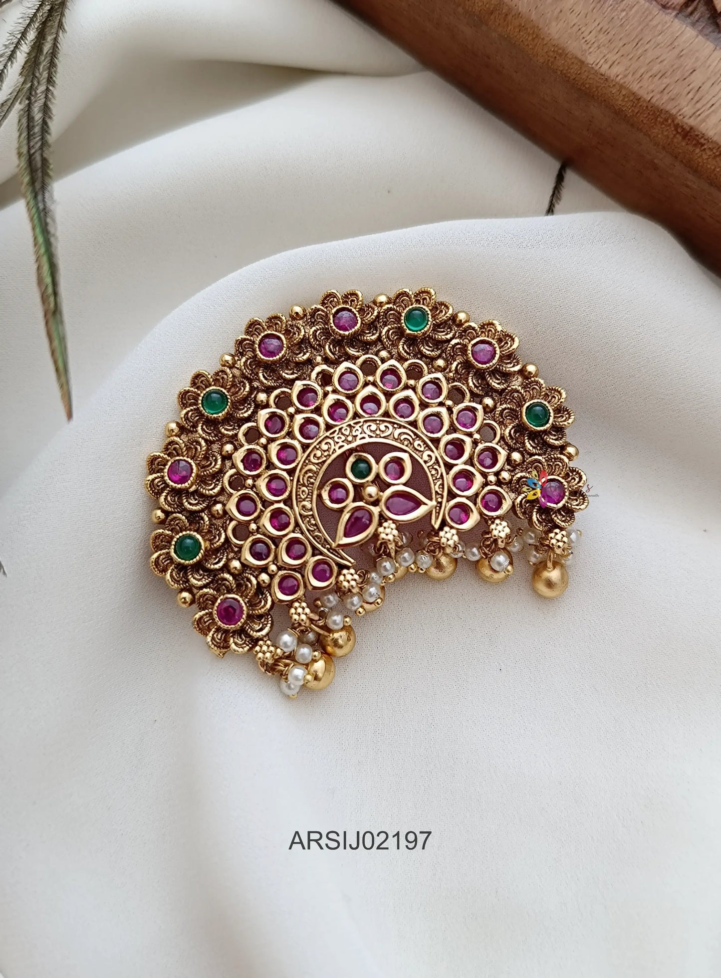 Flower Design Kemp Stone Hair Brooch