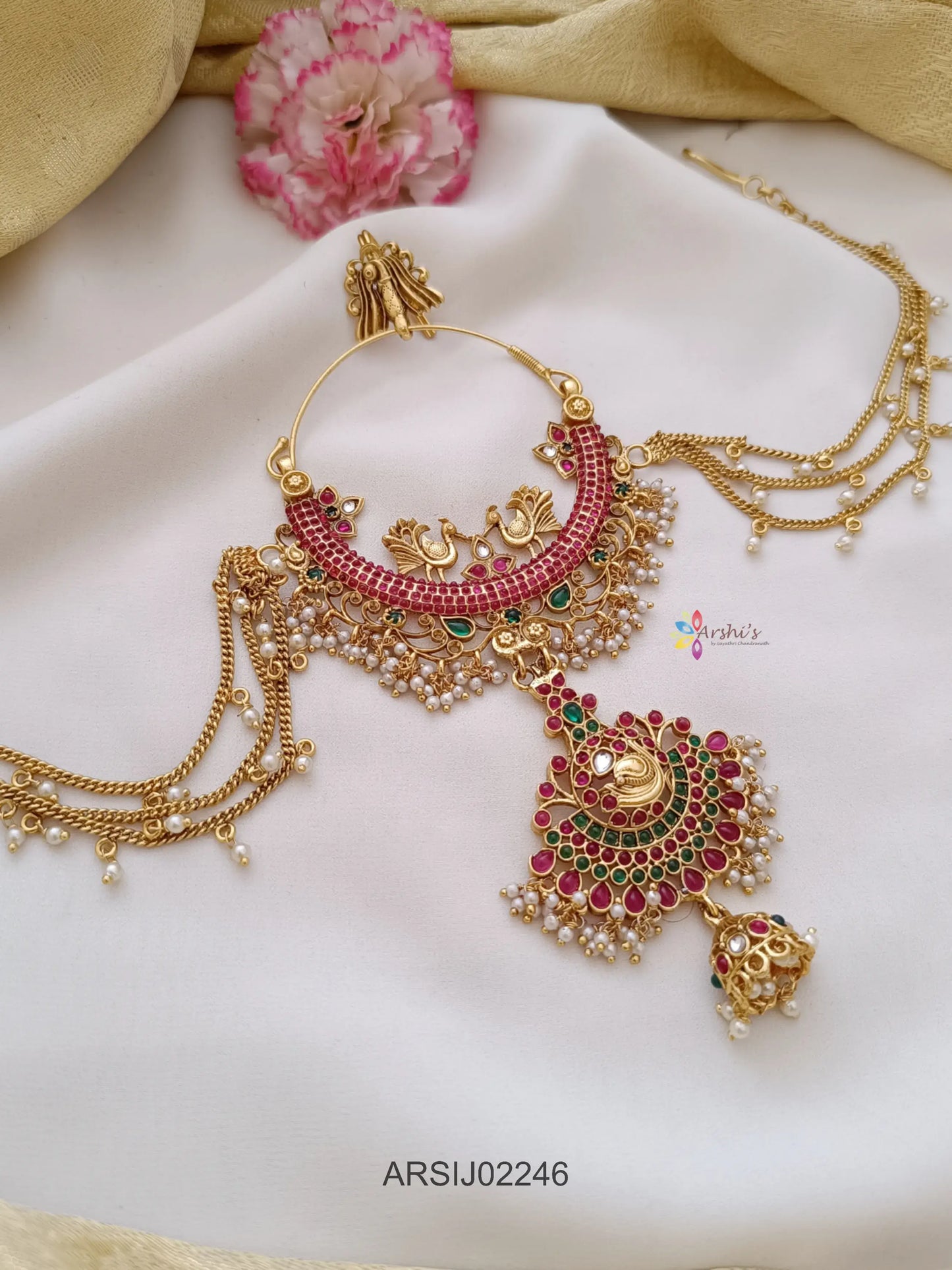 Kemp Stone Hairbrooch with Earchains