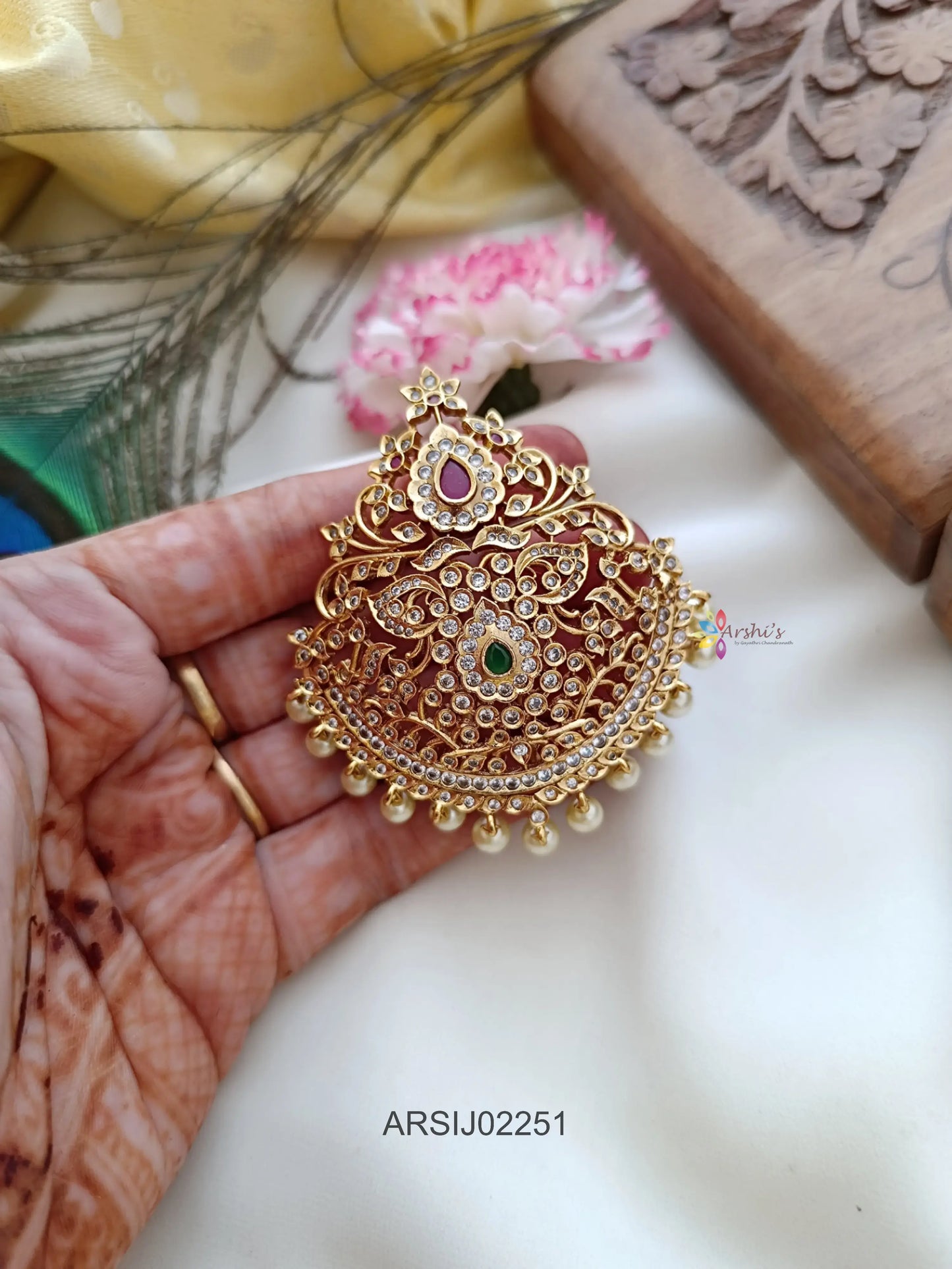 AD Stone Pearl Drop Hairbrooch