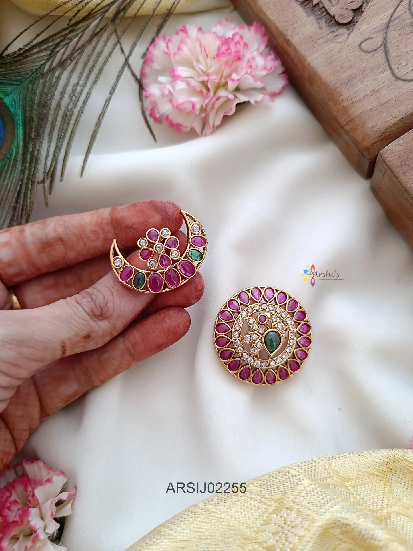 Peacock Stone Sun and Moon Hairbrooch