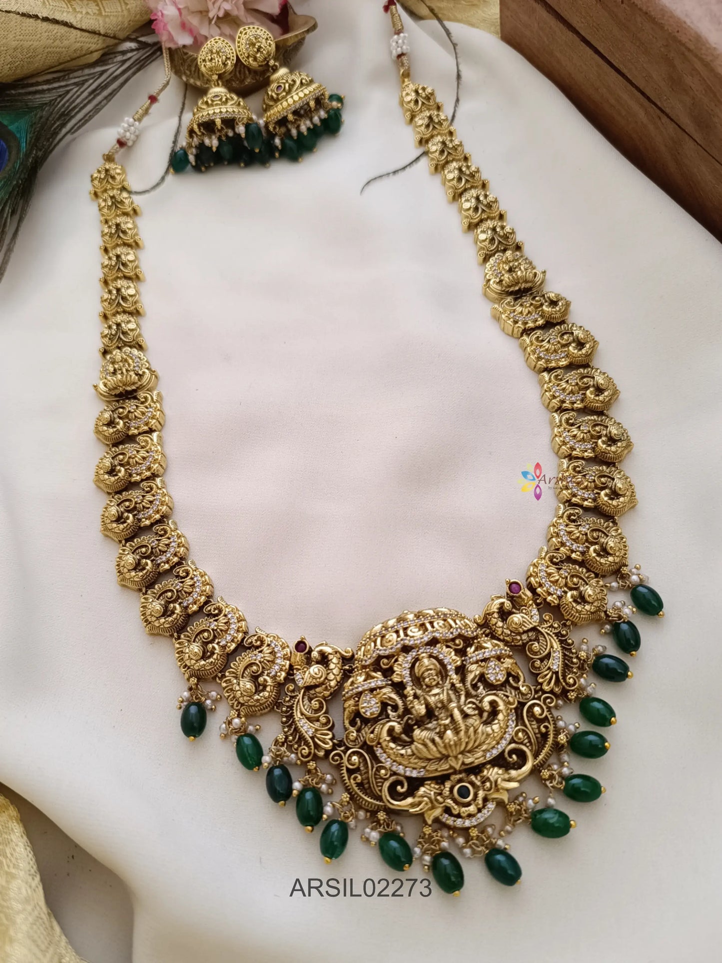 Antique Bridal Green Bead Drop Haram