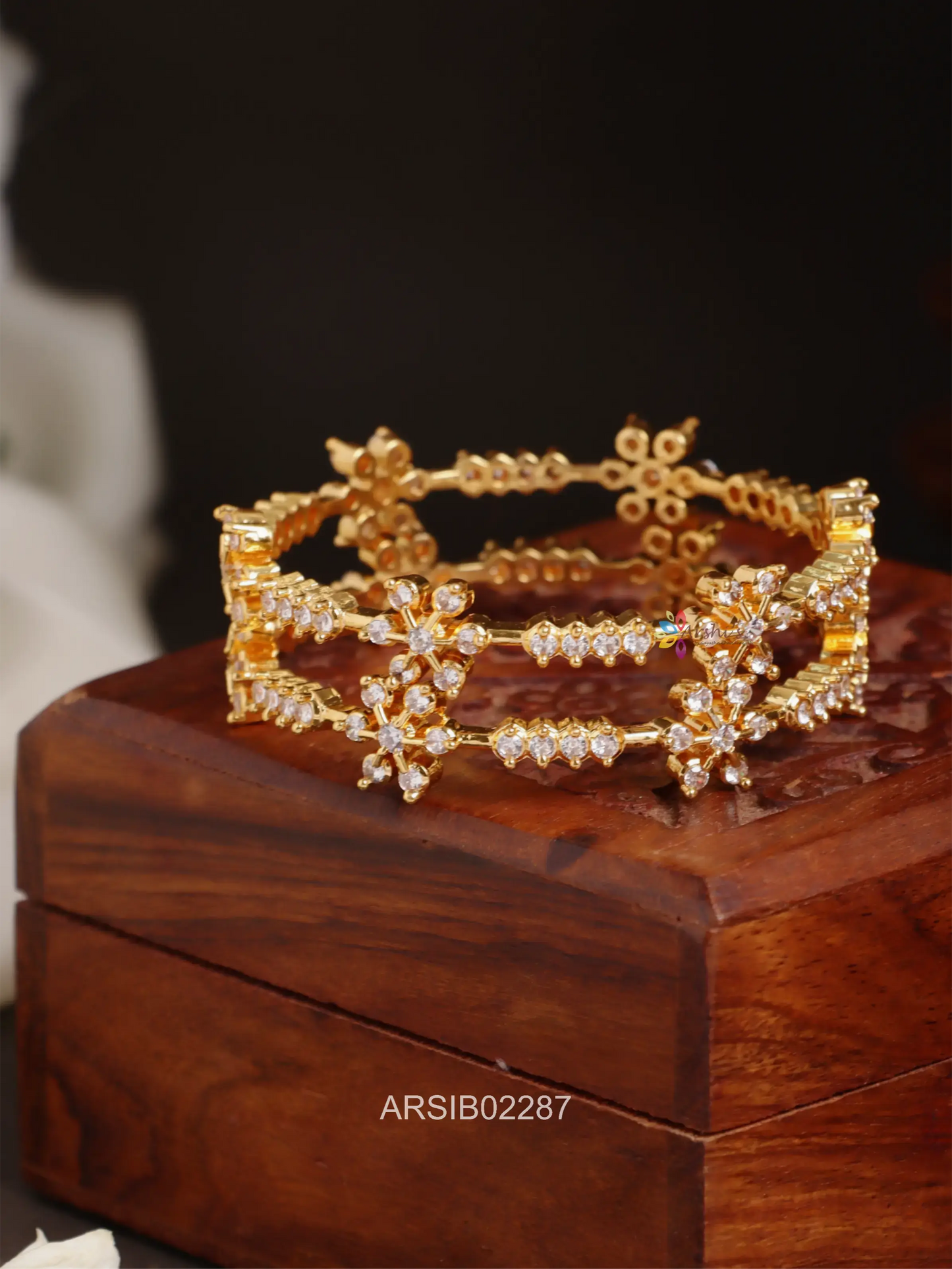 Flower AD Stone Bangles