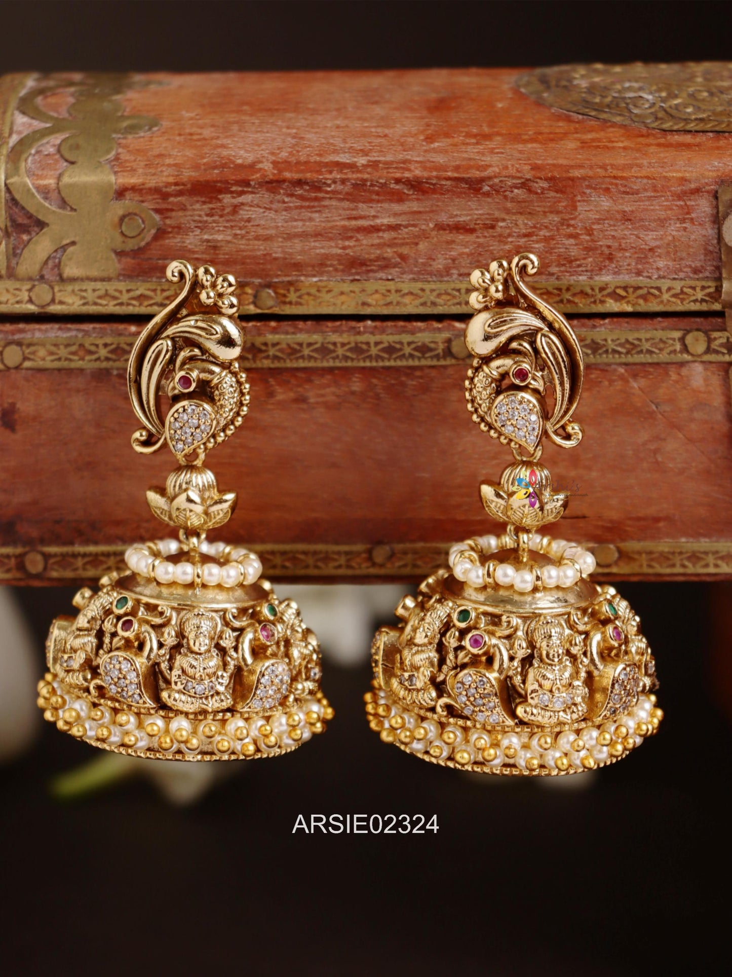 Antique Peacock Lakshmi Jhumka