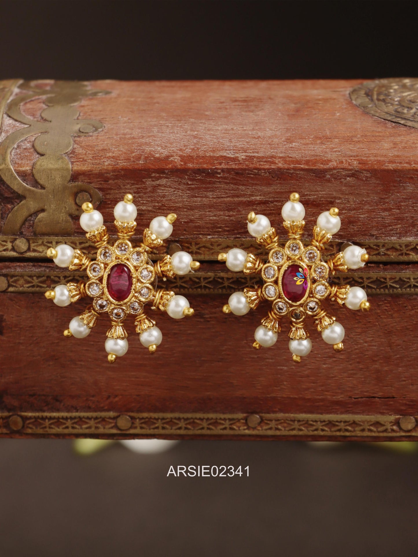 Ruby and Pearl Earstuds