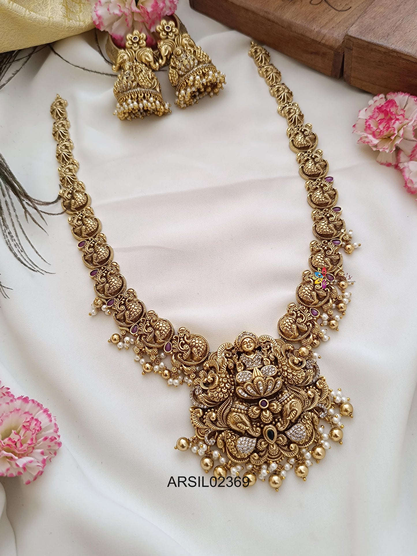 Peacock Design Chain with Lakshmi Pendant Haram