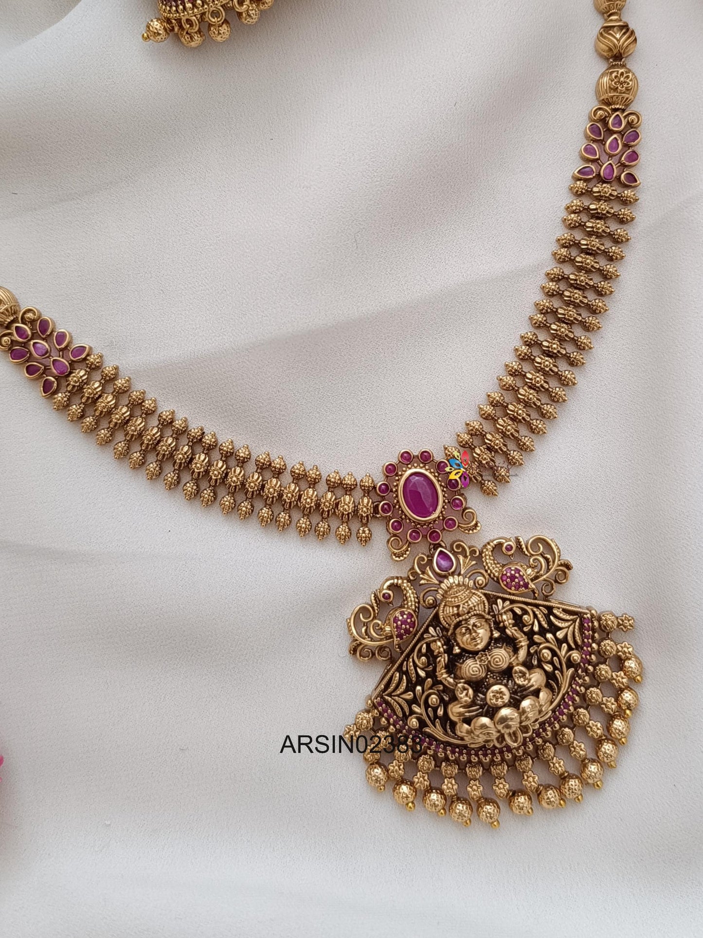 Antique Ruby Lakshmi Pendant Necklace