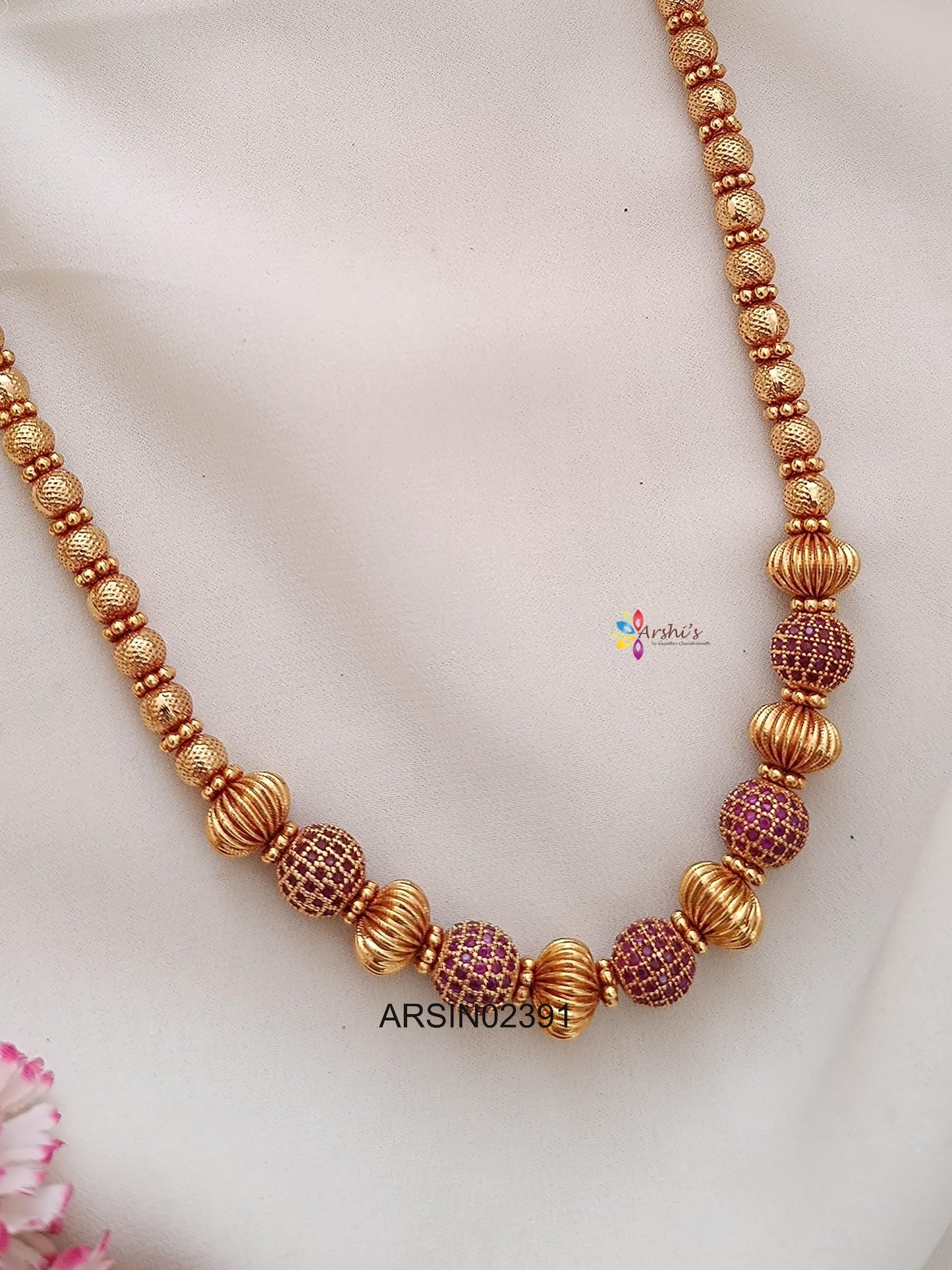 Kemp and Gold Ball Necklace