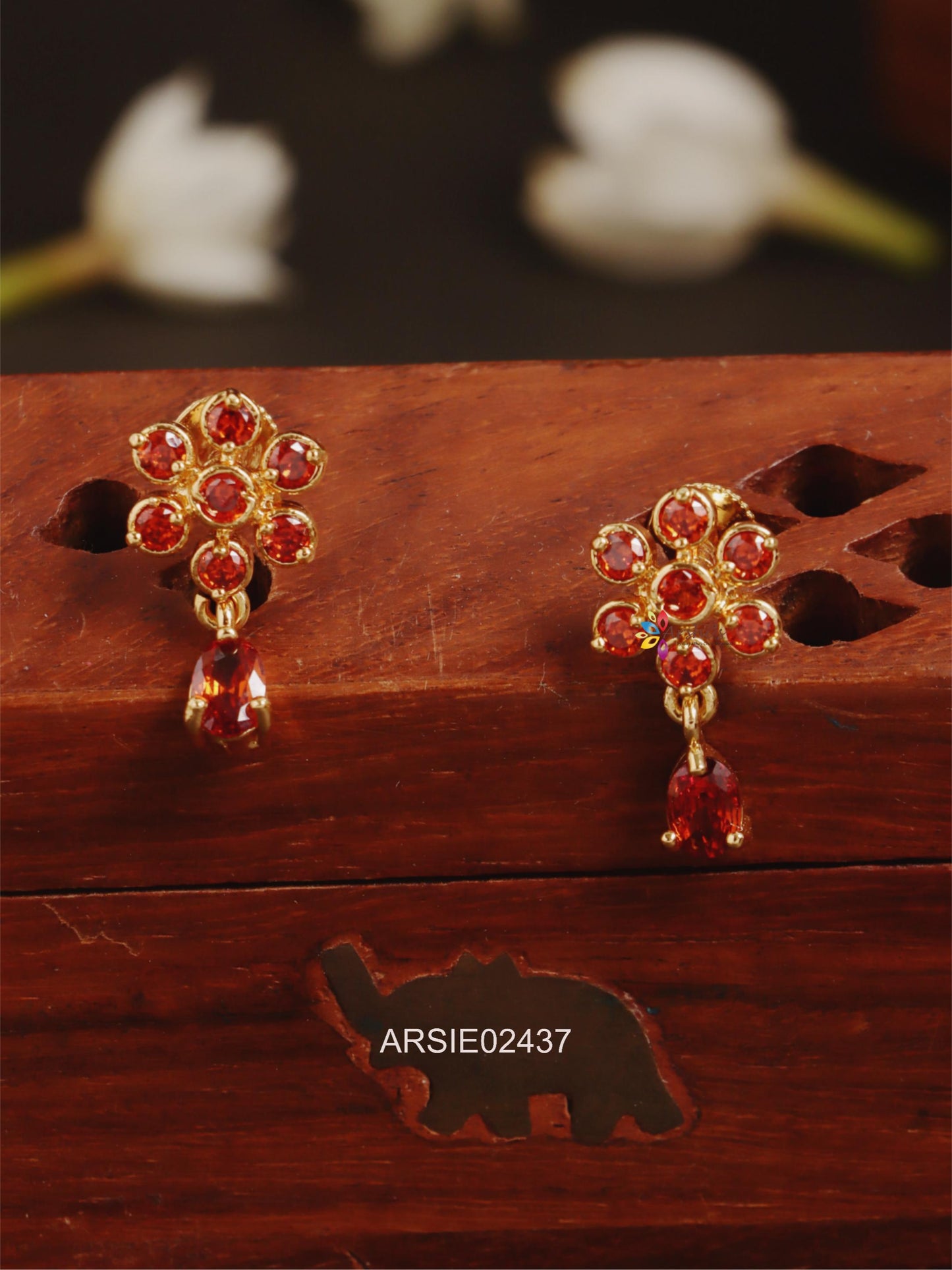 Orange Stone Tear Drop Earstuds