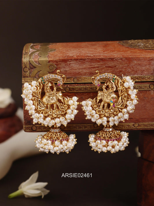 Elephant Crafted Pearl Gungroo Earrings