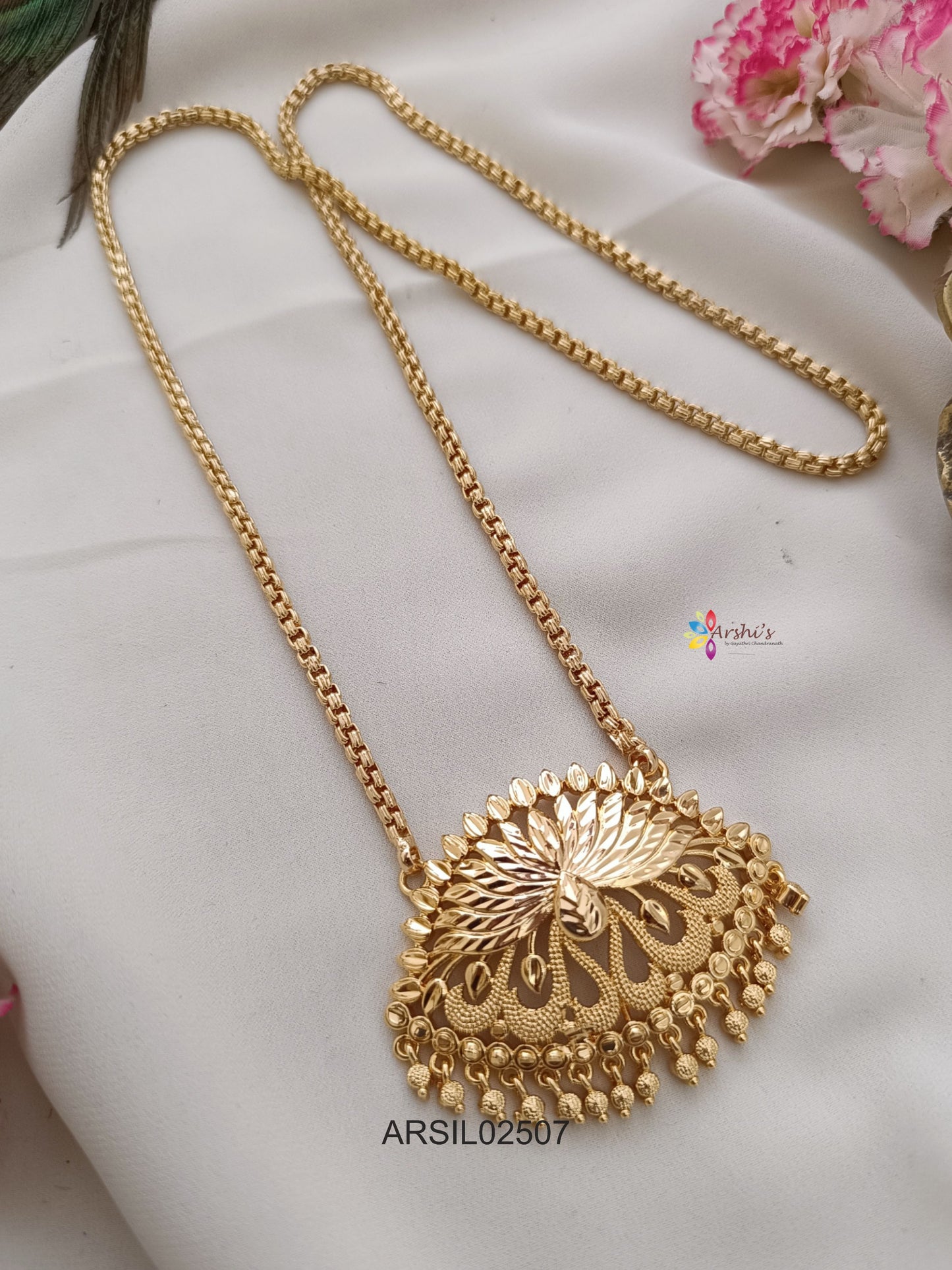 Gold Peacock Pendant Haram