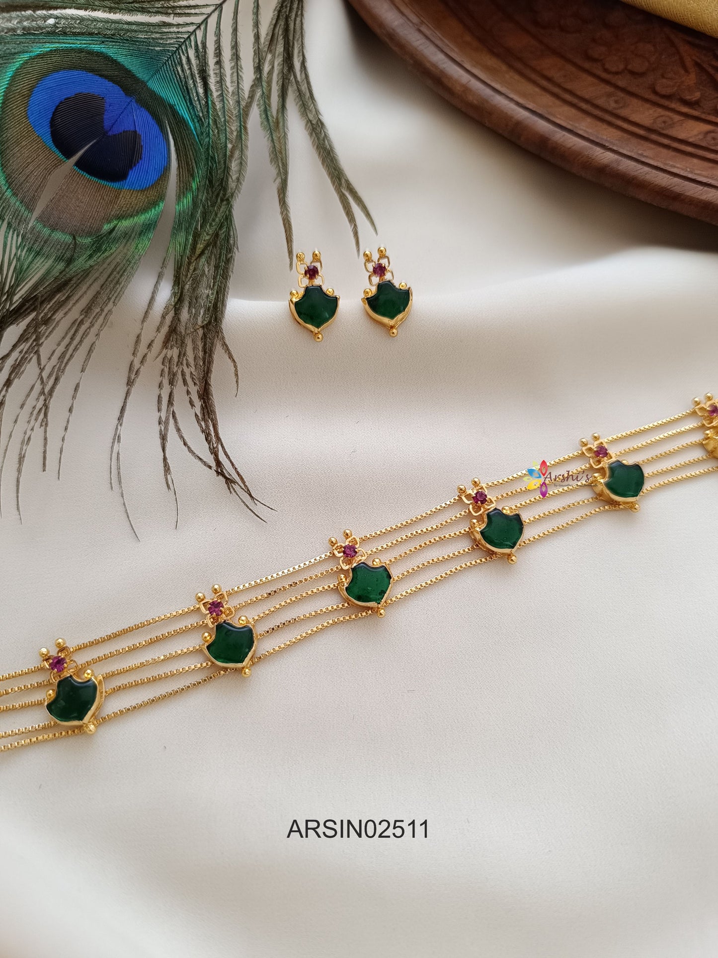 Kerala Design Green Stone Necklace