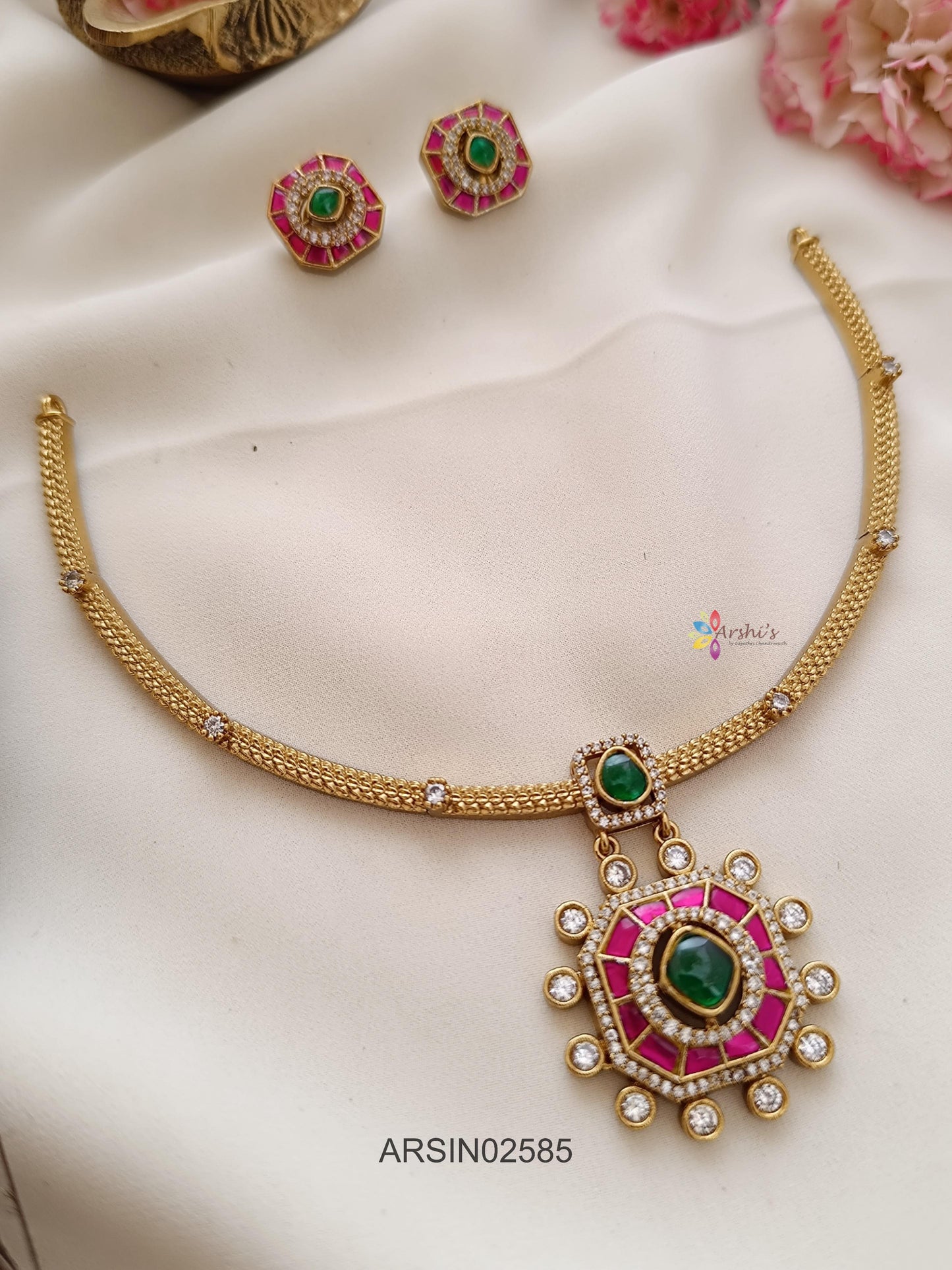 Ruby Emerald Stone Necklace