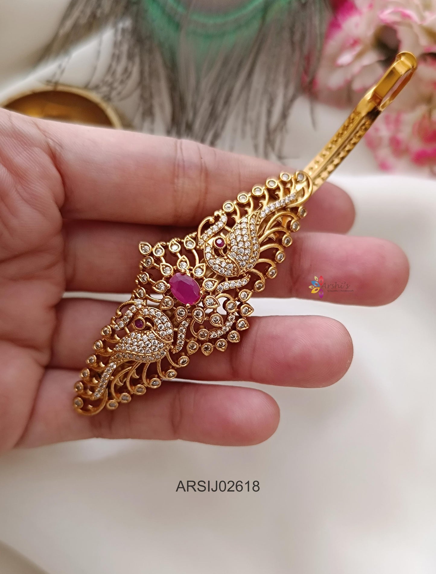 Peacock AD and Ruby Stone Hairclip