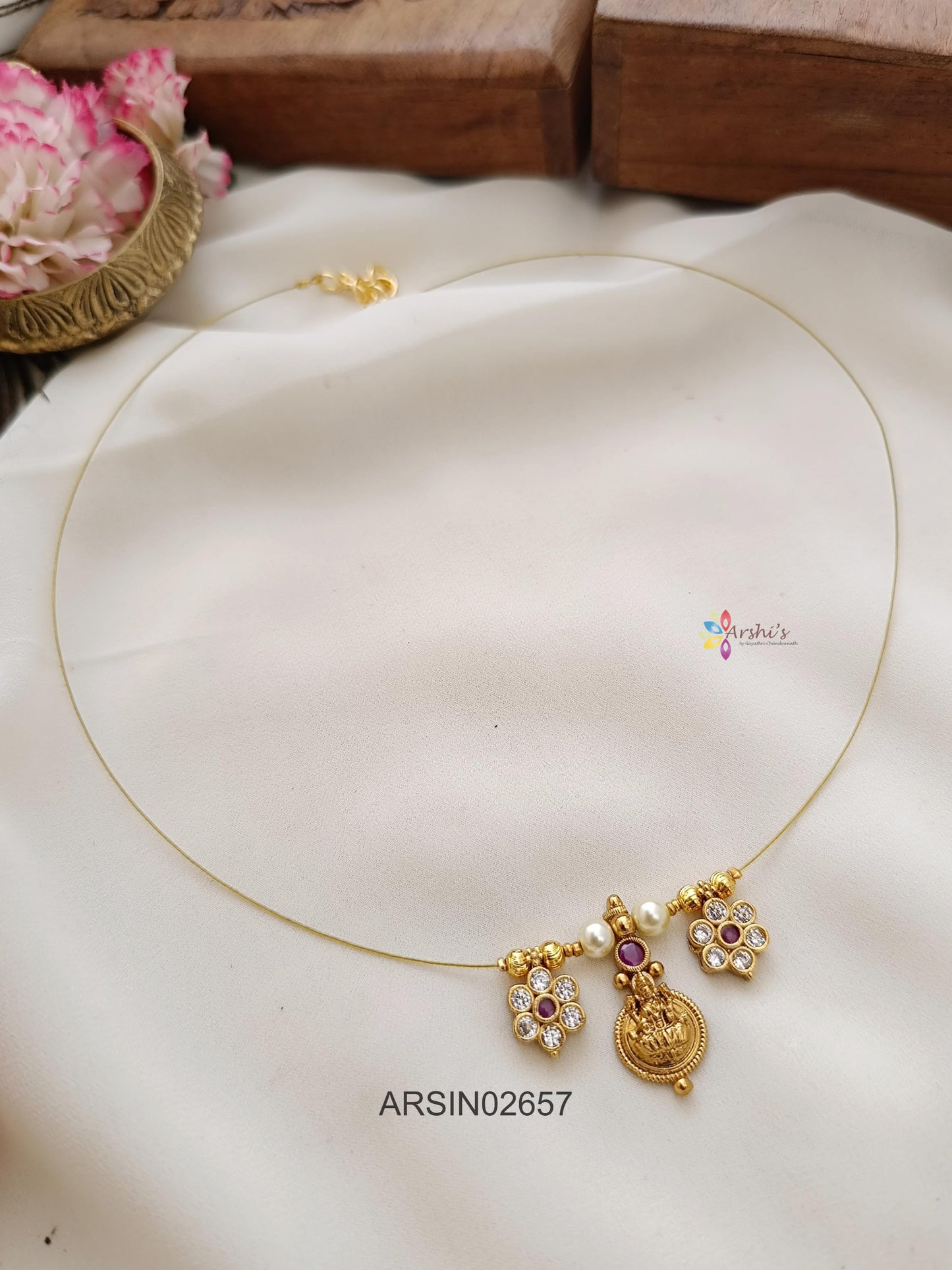 Single Lakshmi Coin Invisible Necklace