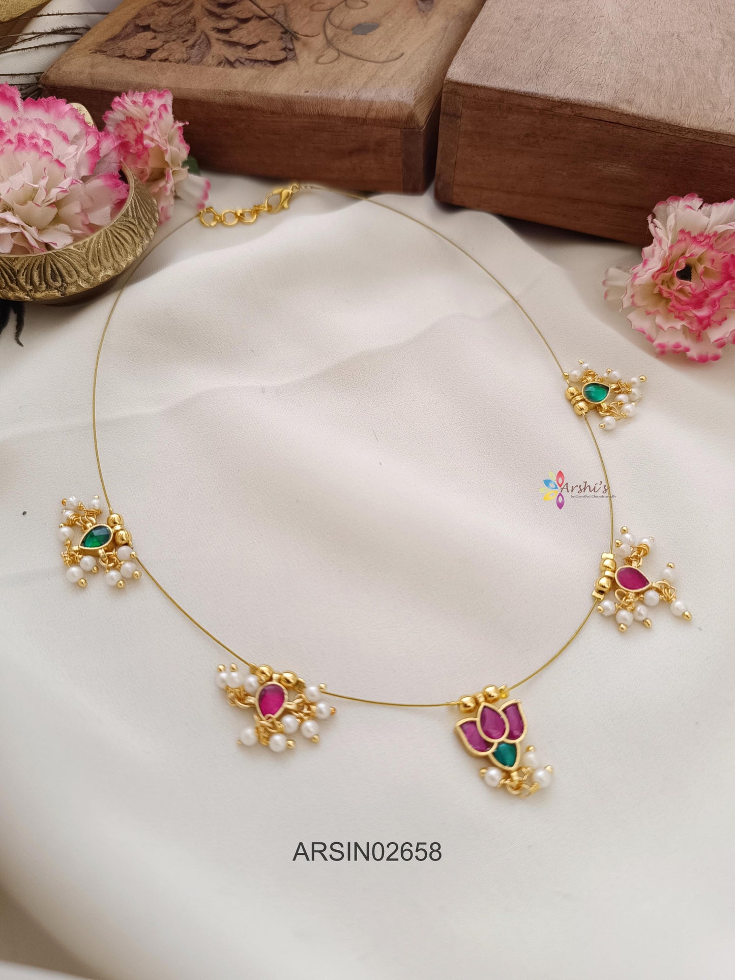 Lotus and Pearls Invisible Necklace