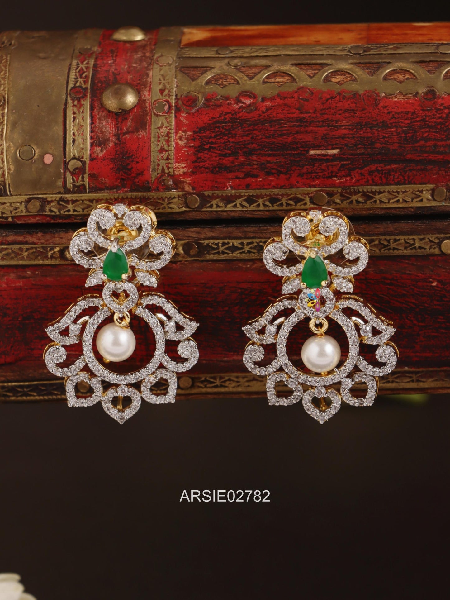 Diamond Look Like Emerald Stone Earrings