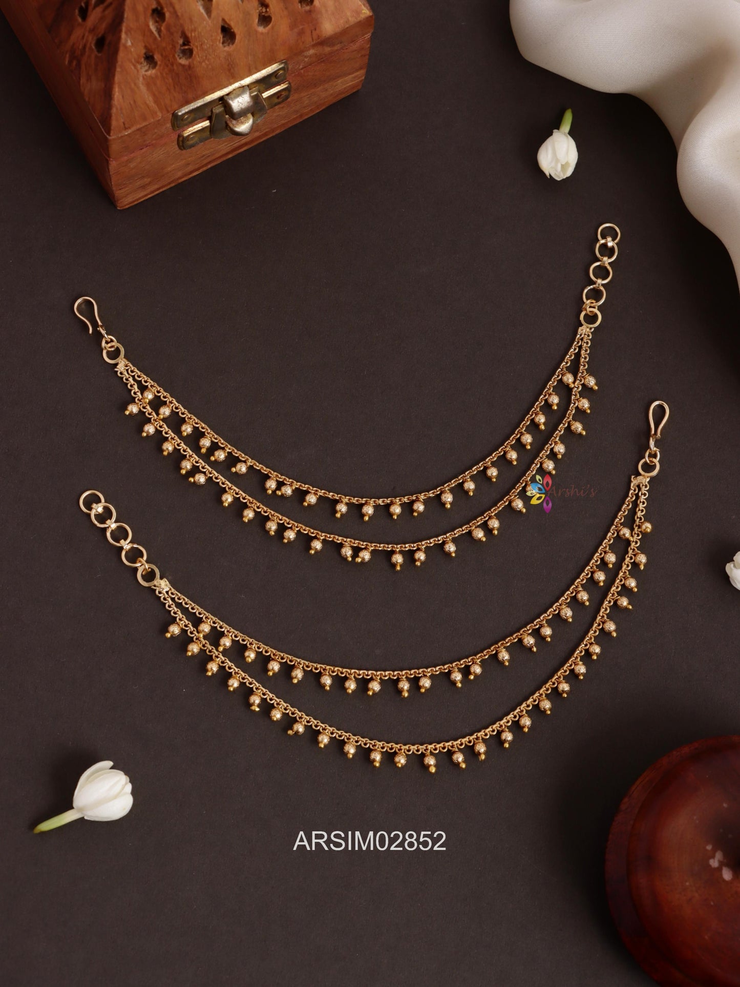 Two Layer Gold Bead Earchains