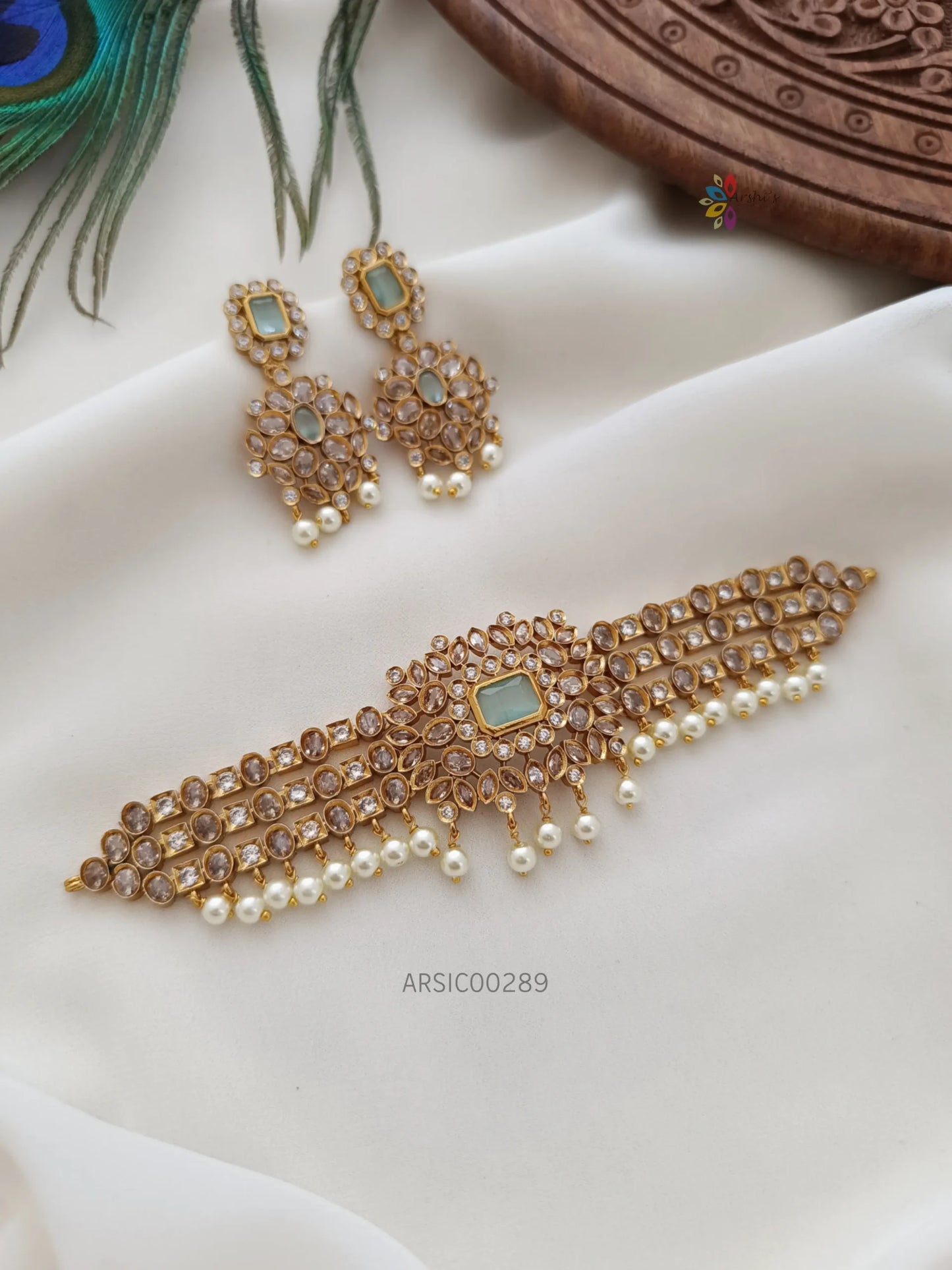 AD and Pale Green Stone Choker