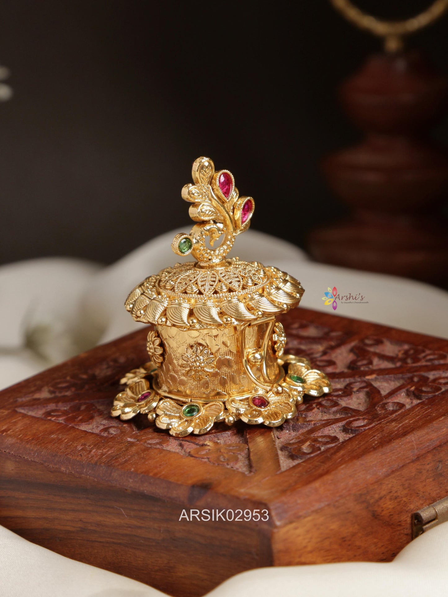 Peacock Kuemp Stone Kumkum Box