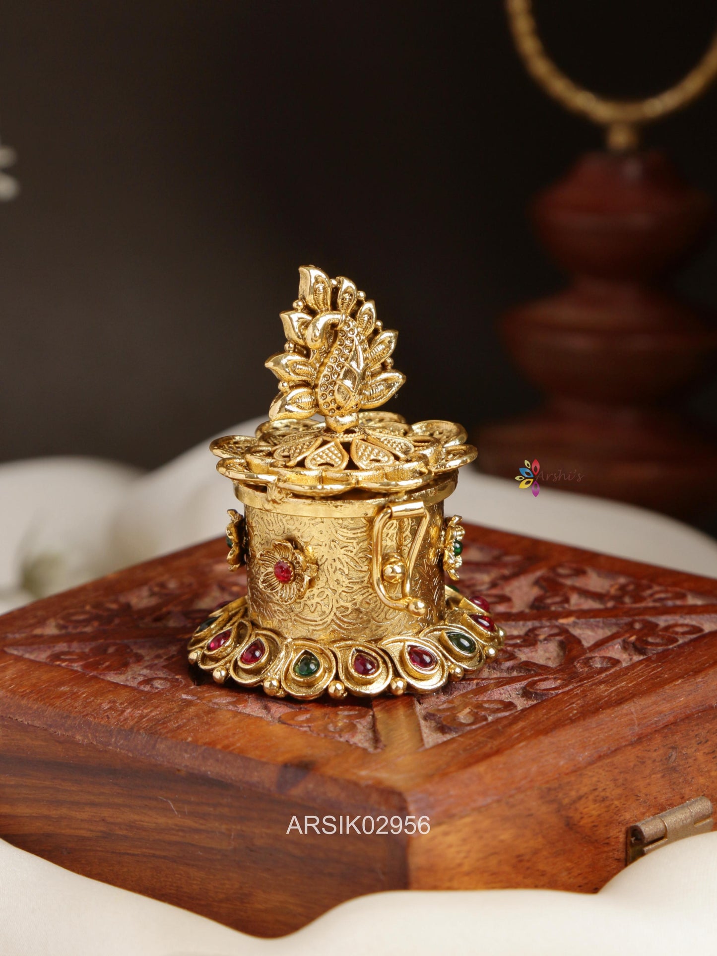 Peacock Design Kumkum Box