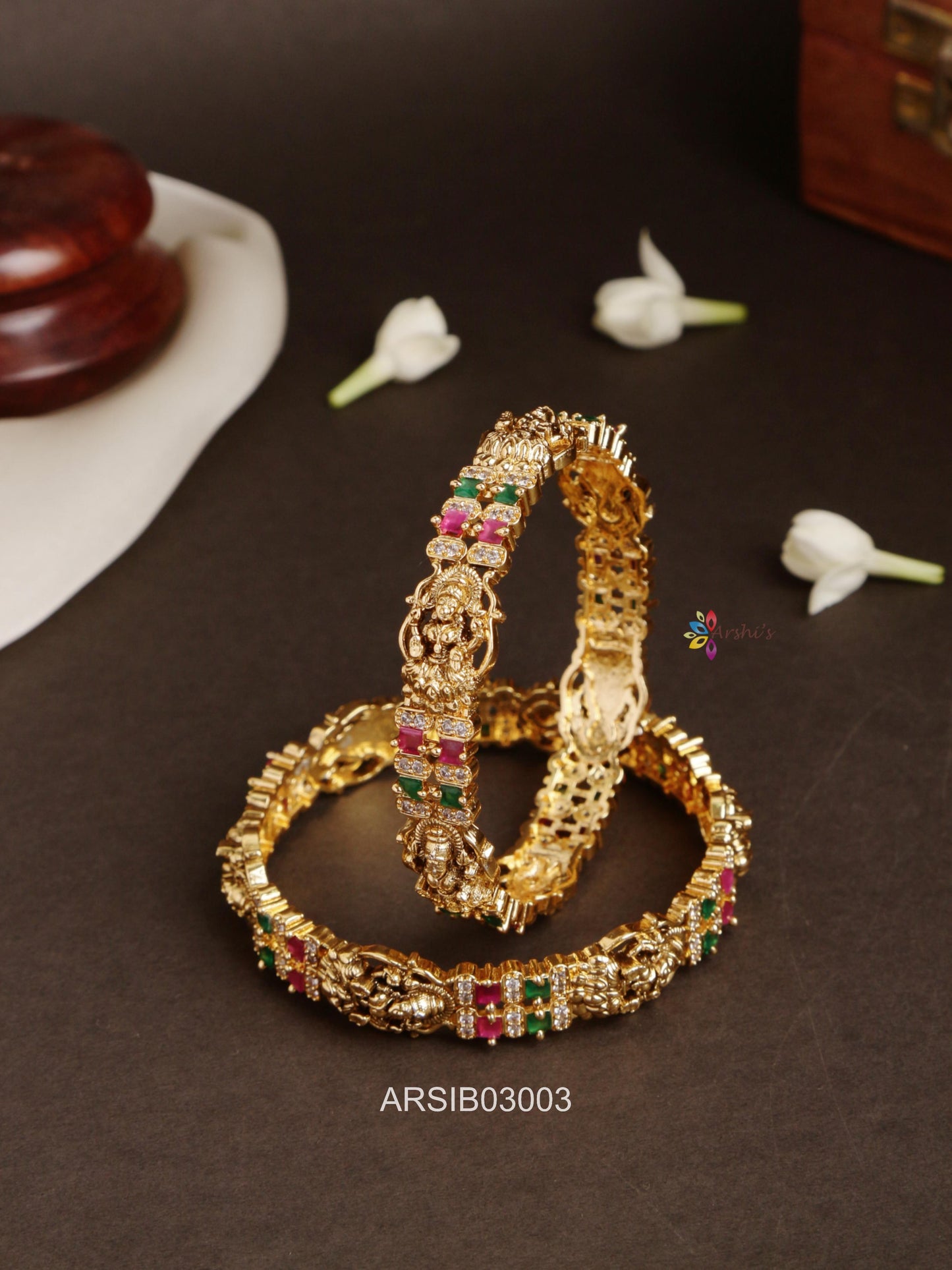 Temple and Stone Kada Bangles