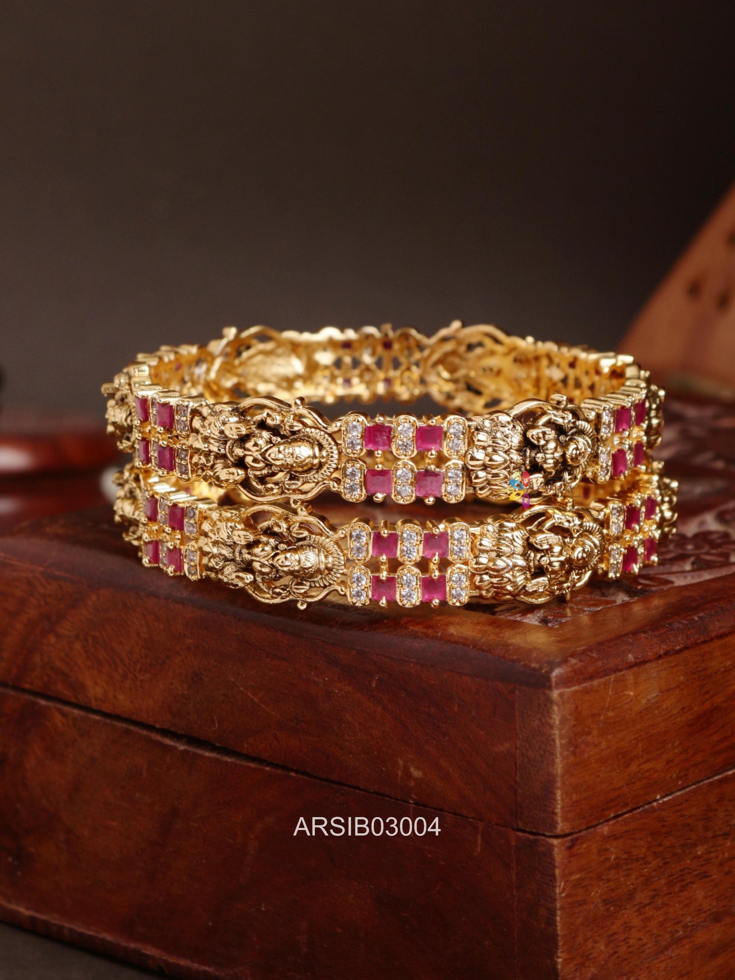 Temple Lakshmi and Stone Kada Bangles