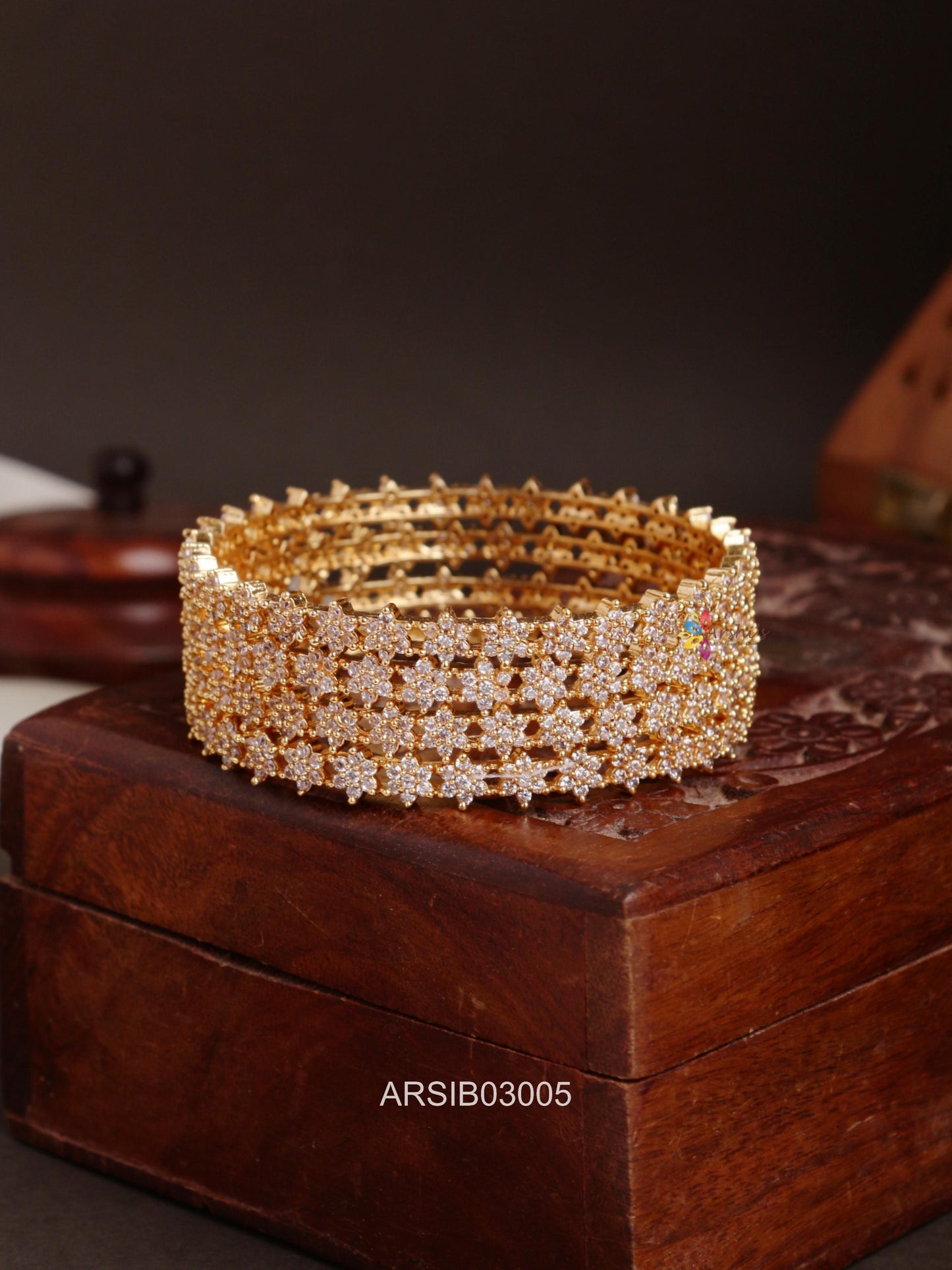 White Stone Set of Four Bangles