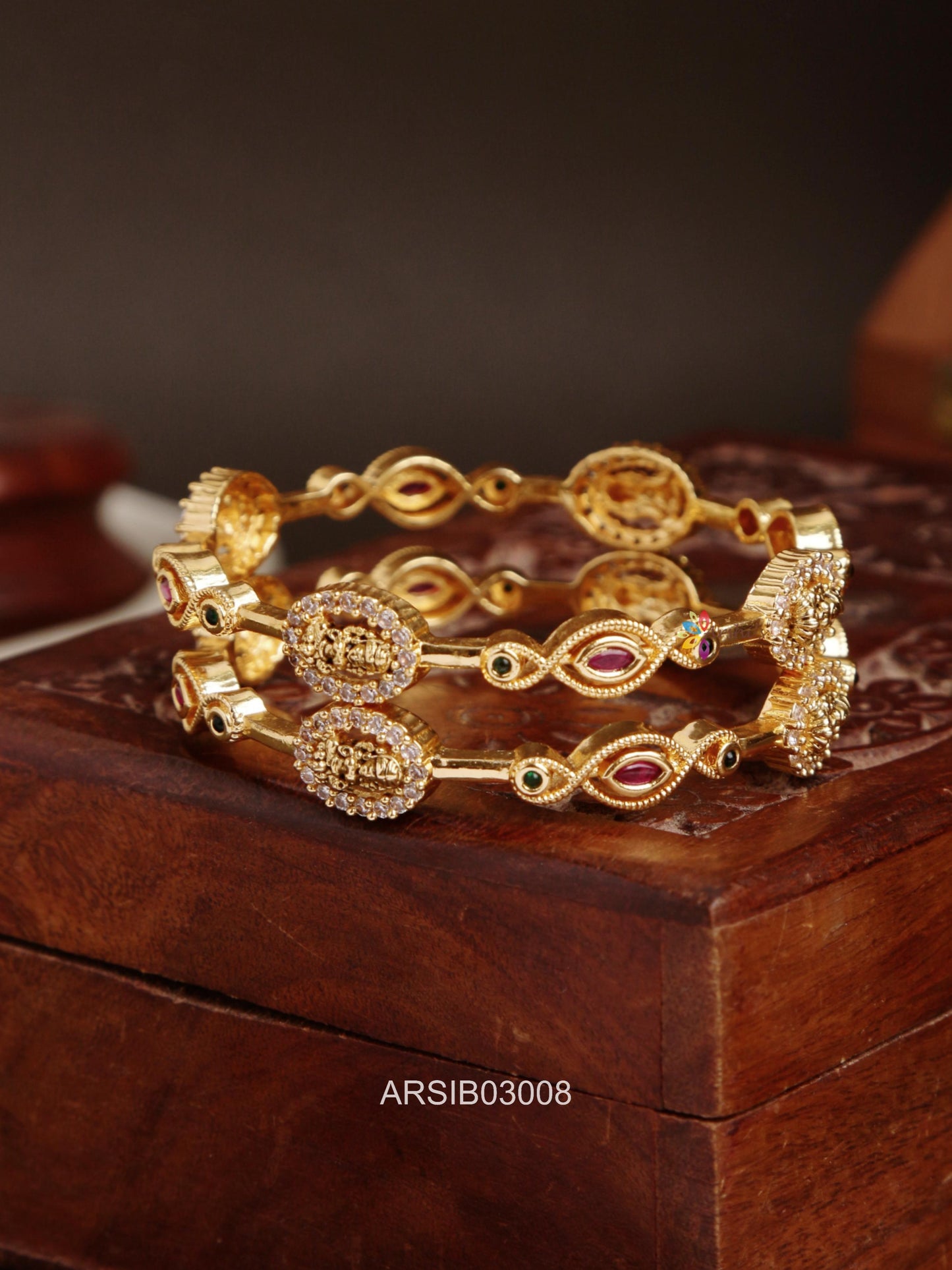 Lakshmi White Stone Set of Two Bangles