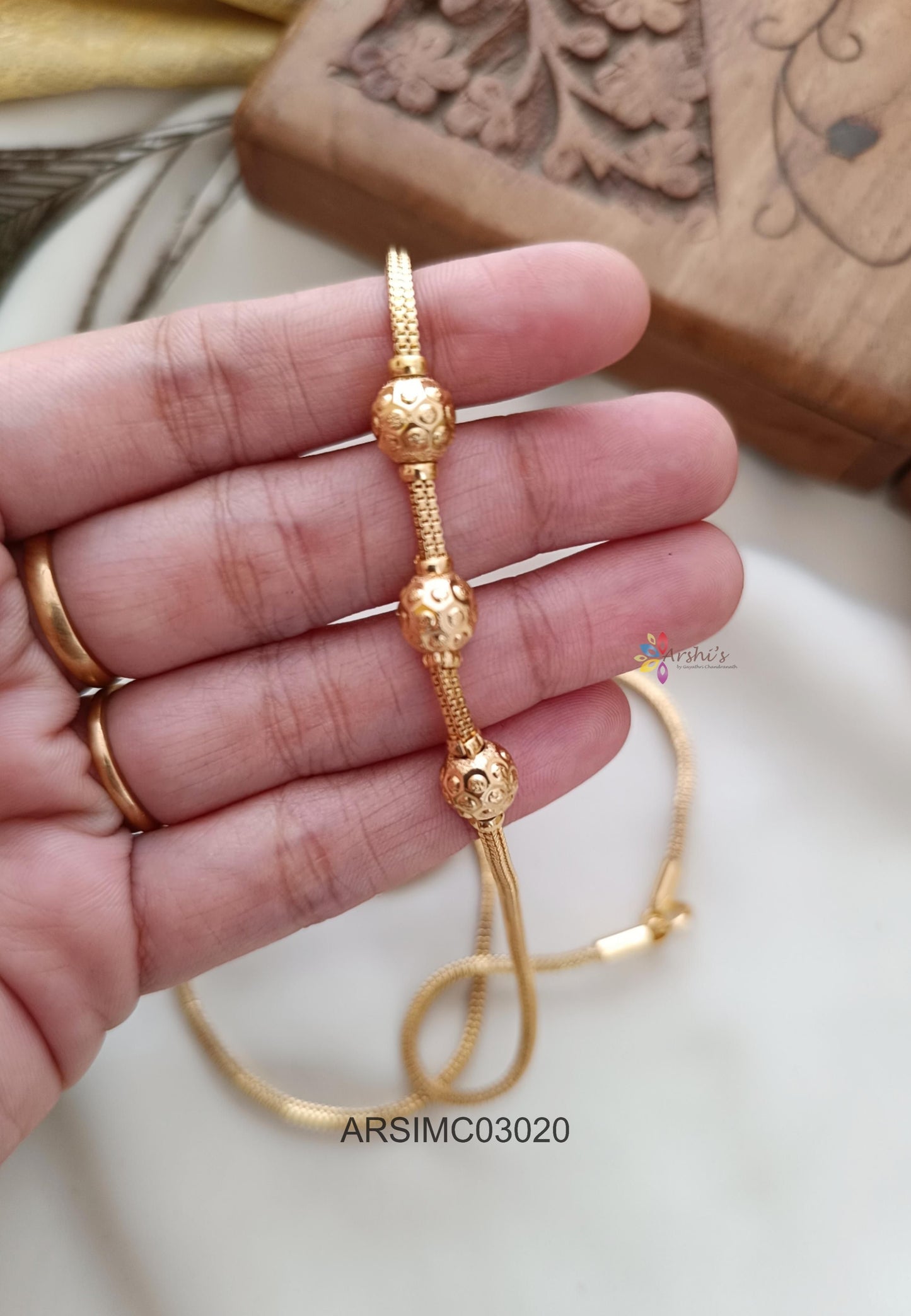 Three Gold Ball Mugappu Chain