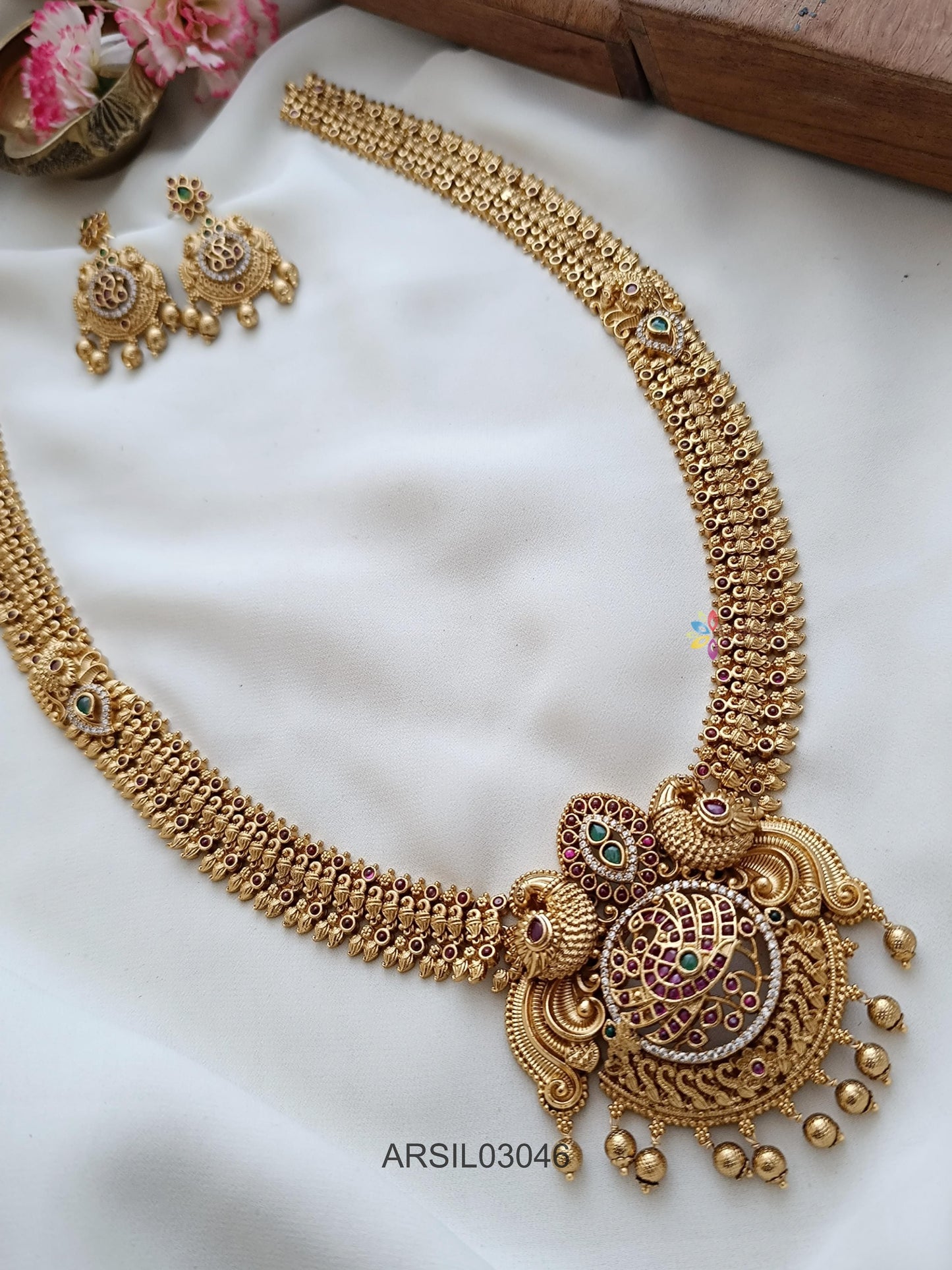 Bridal Peacock Pendant Long Necklace