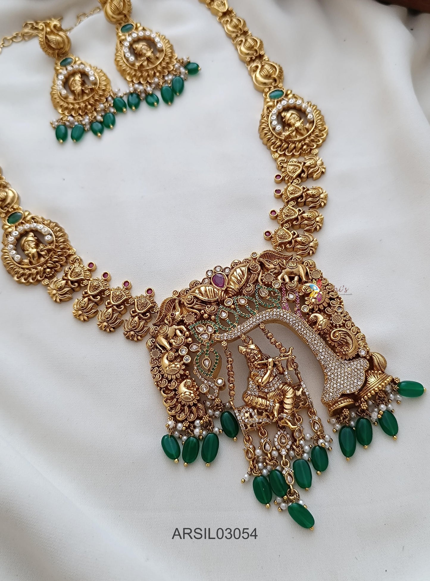 Bridal Krishna Pendant Long Necklace