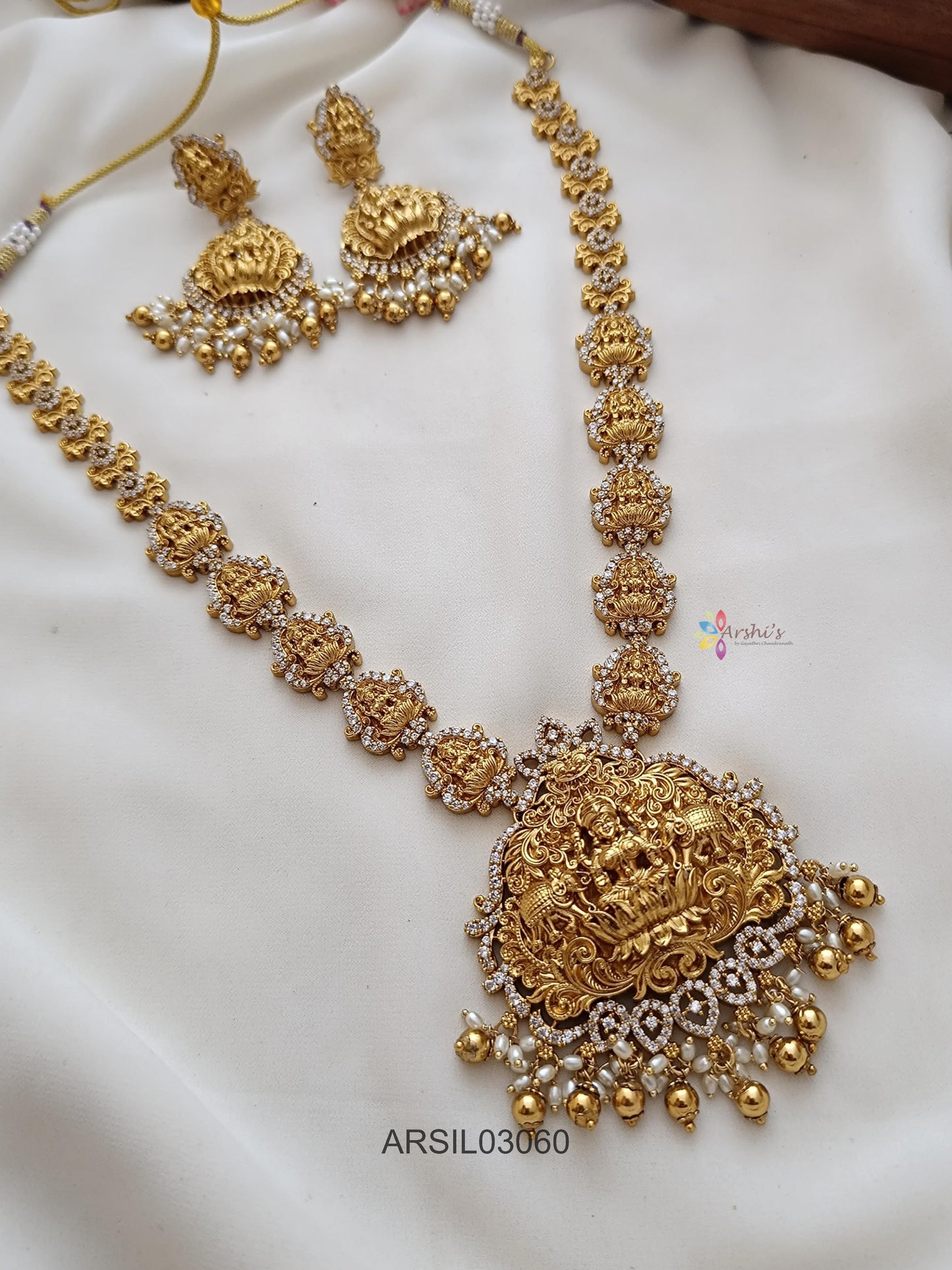 Lakshmi White Stone Long Necklace