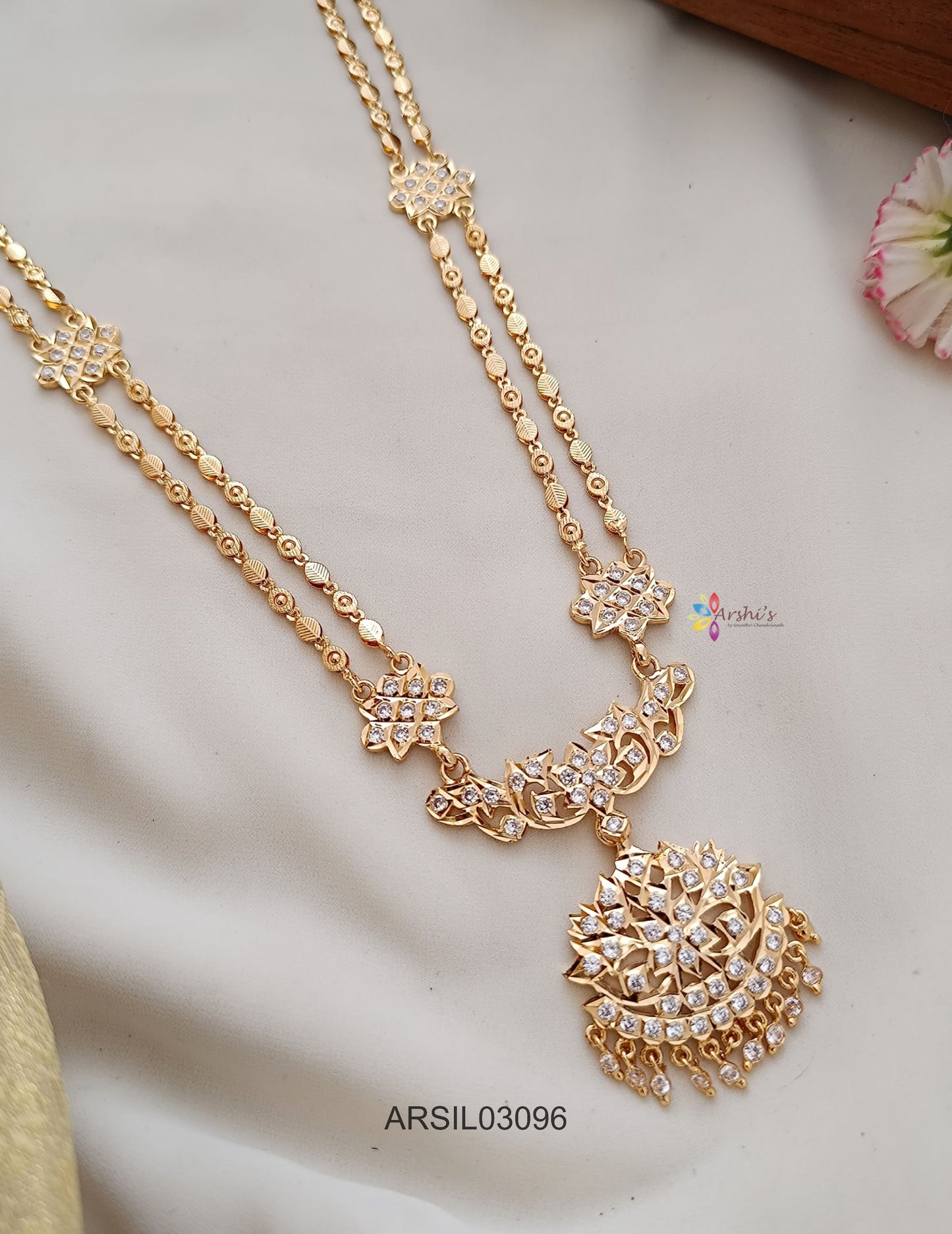 Two Layer White Stone Long Necklace
