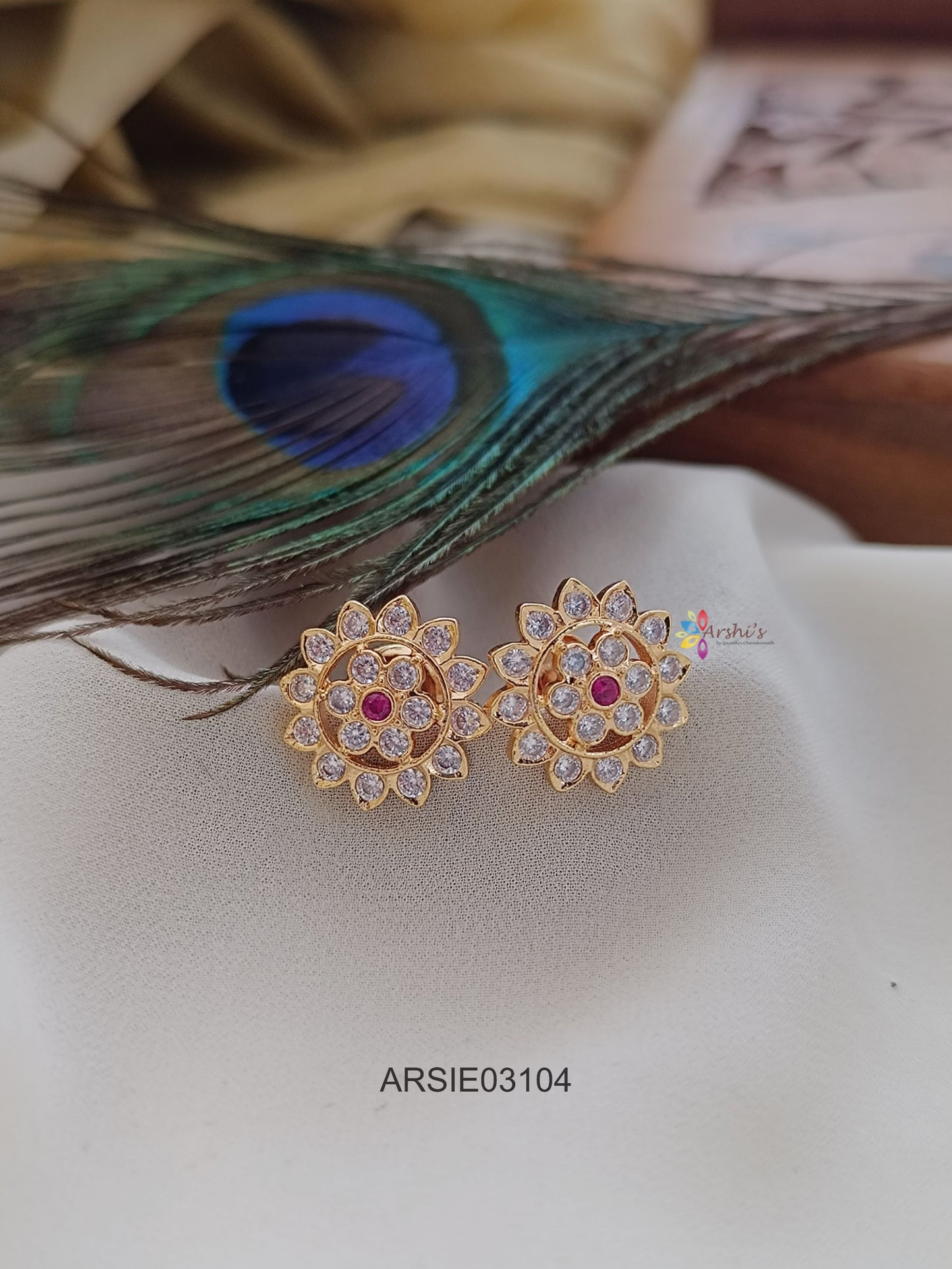 AD Stone Screw Type Earrings