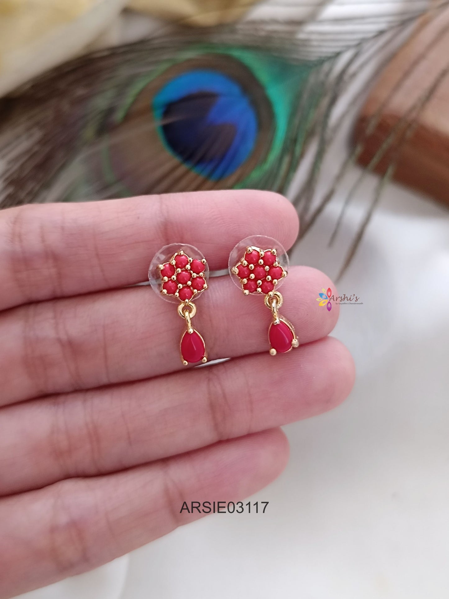 Coral Tear Drop Earrings