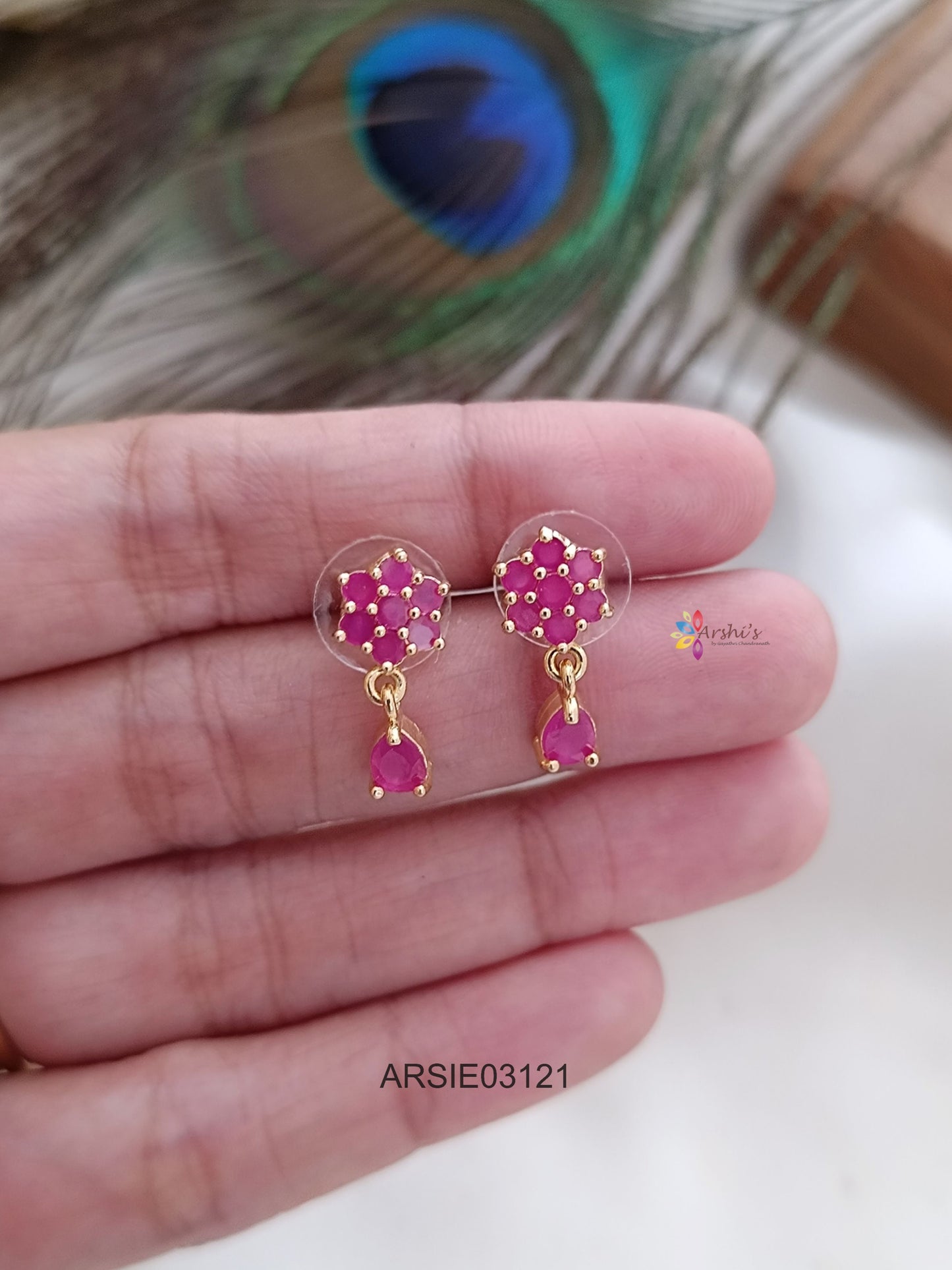 Red Stone Tear Drop Earrings