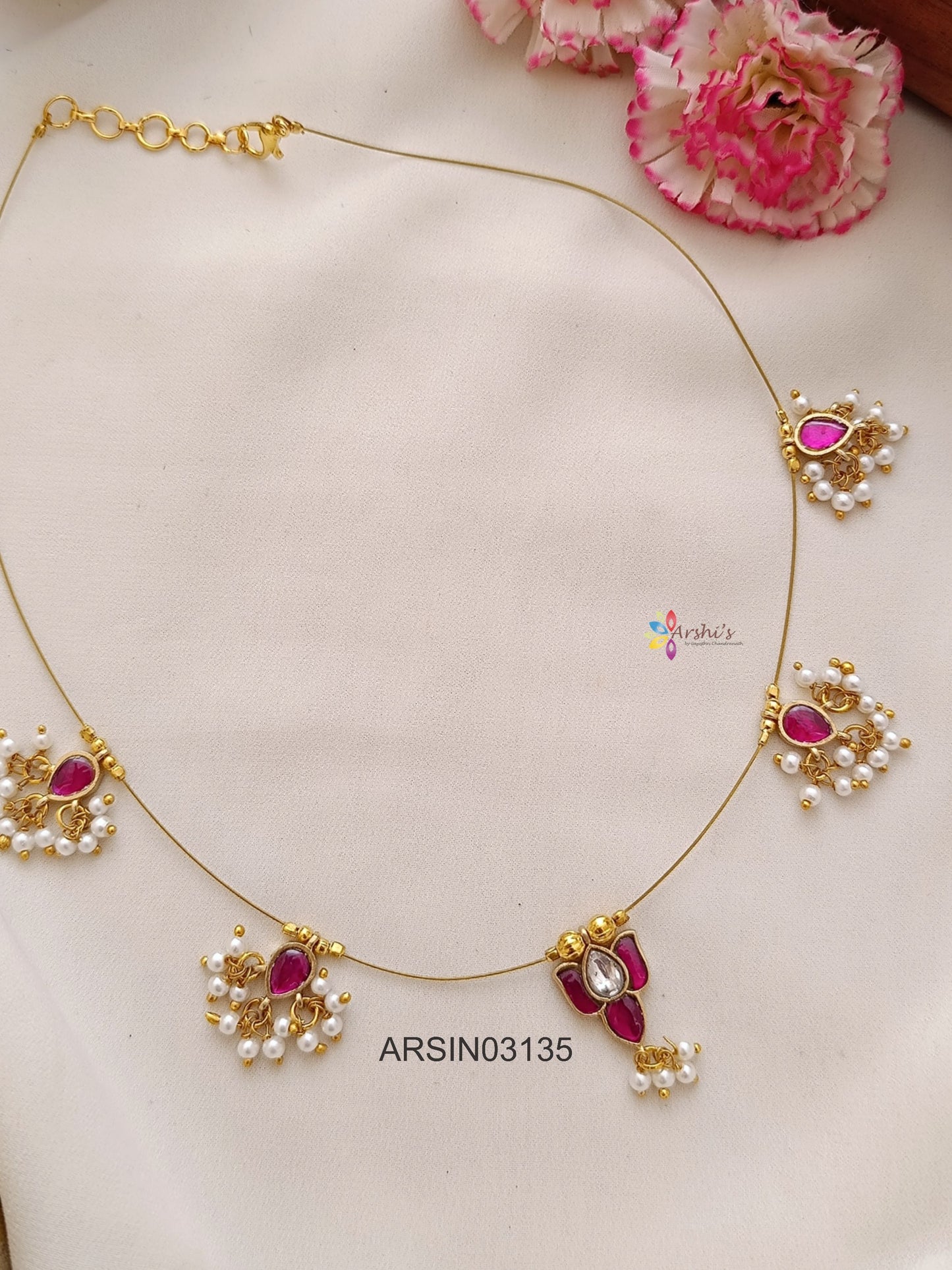 Lotus Pink Stone Invisible Necklace