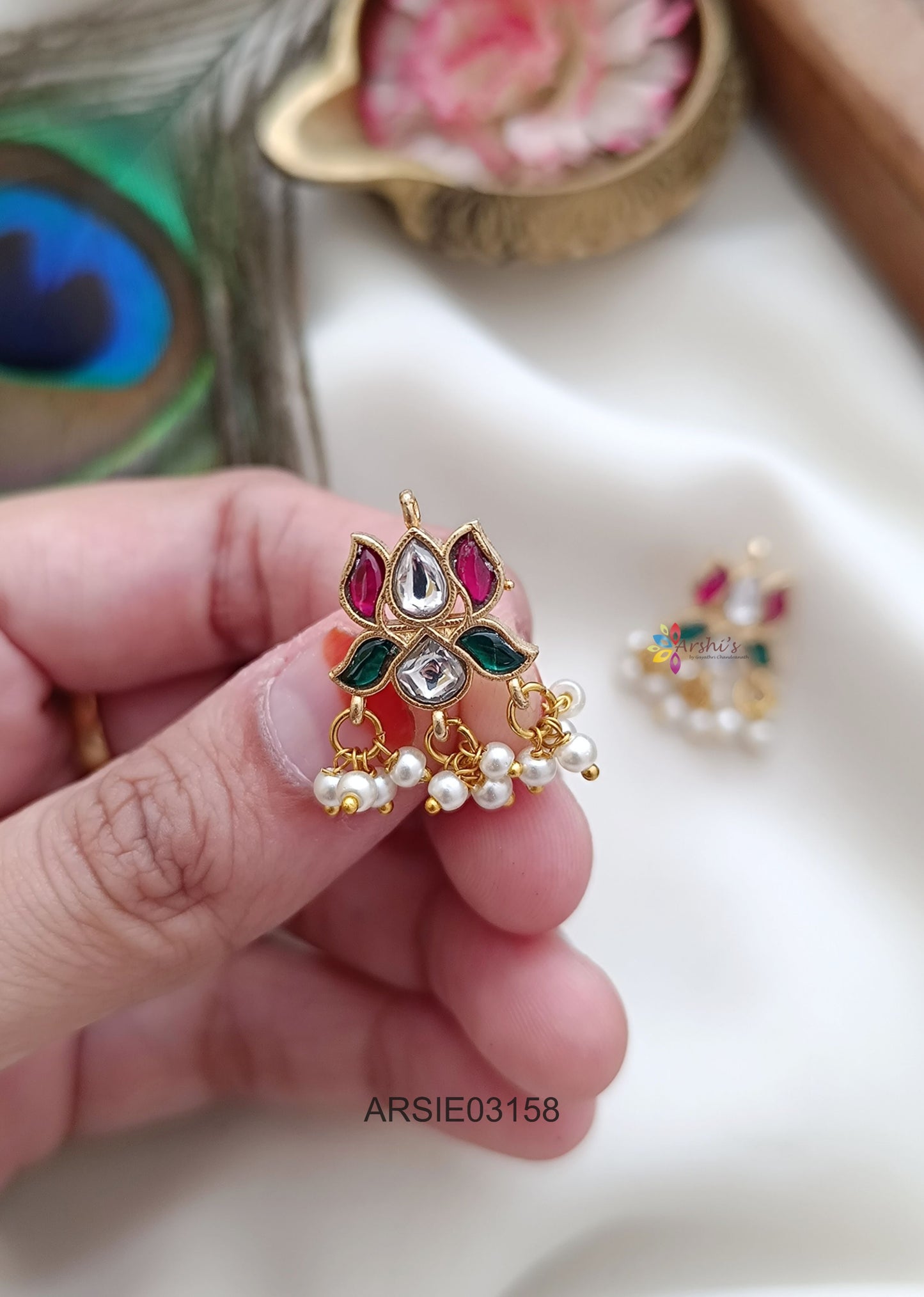 Lotus Jadau Kundan Bugadi Earrings