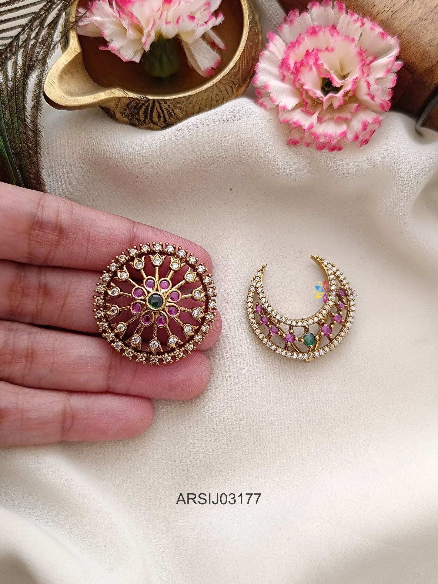 Surya Chandra Stone Hair Brooch