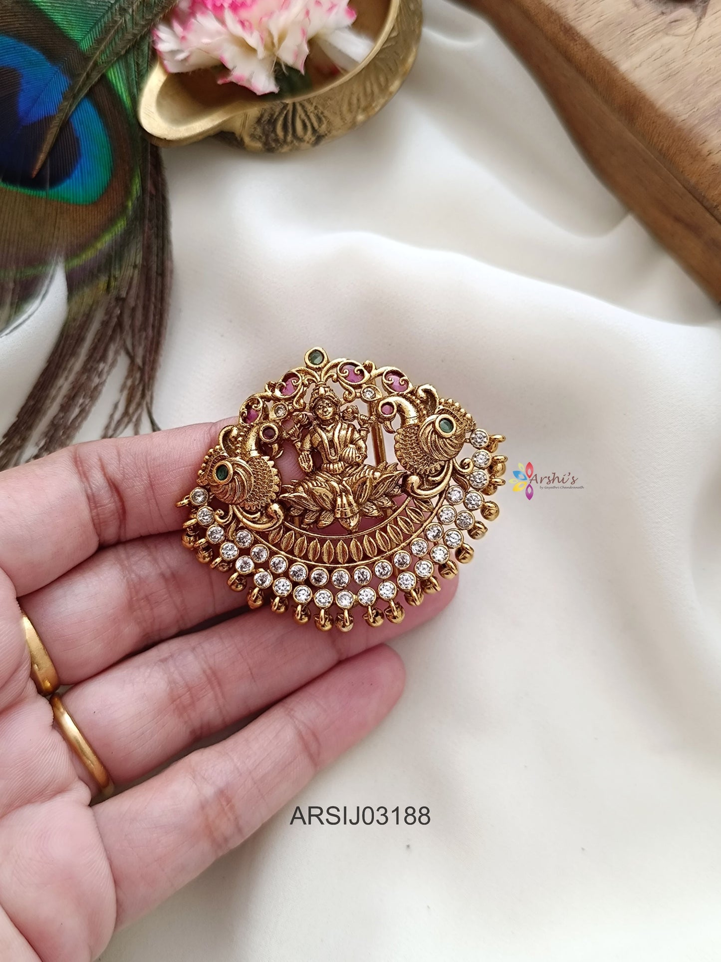 Lakshmi Peacock Hair Brooch