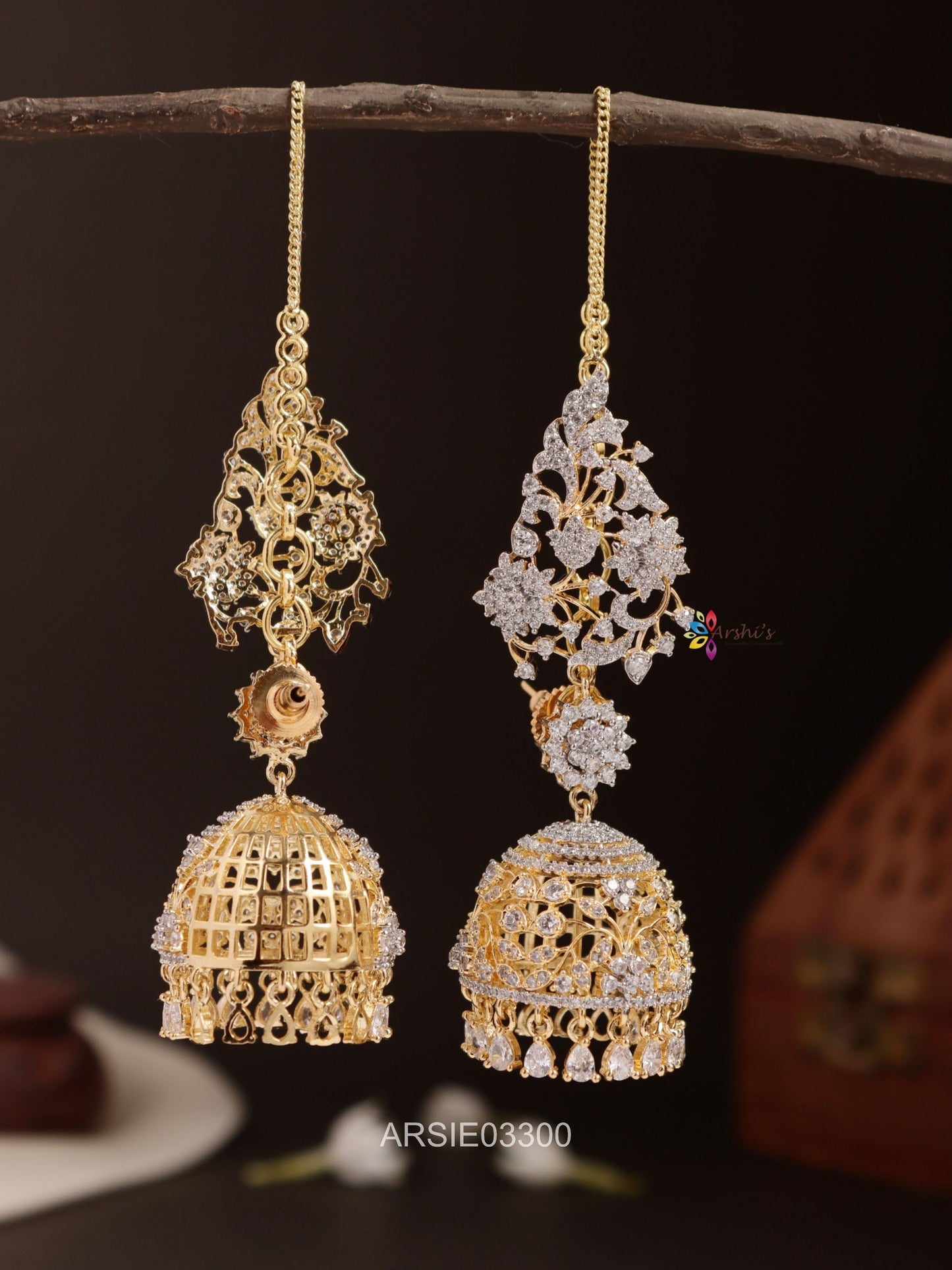 Kushboo Inspired AD Stone Jhumkas