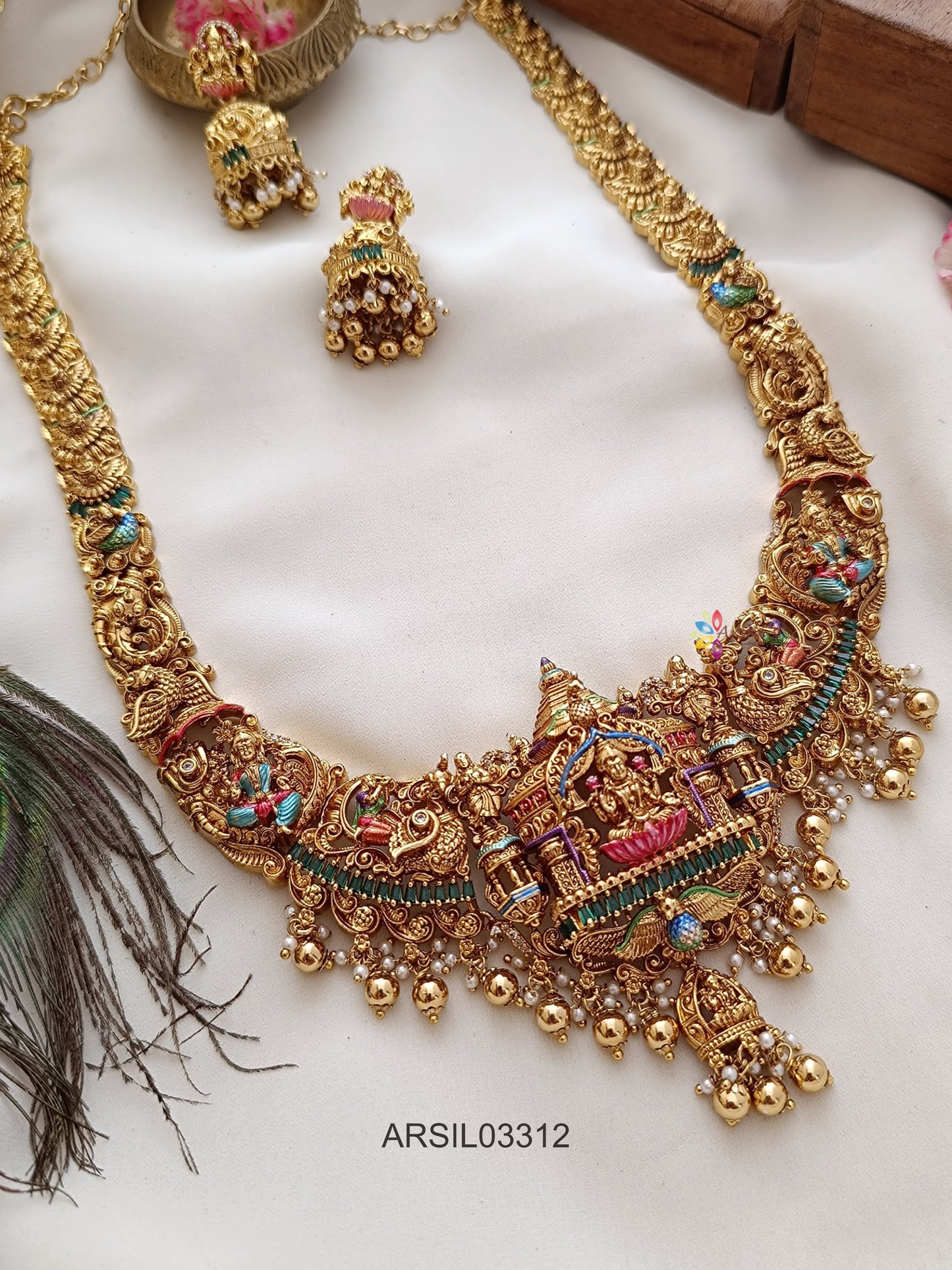 Bridal Temple Gold Bead Long Haram