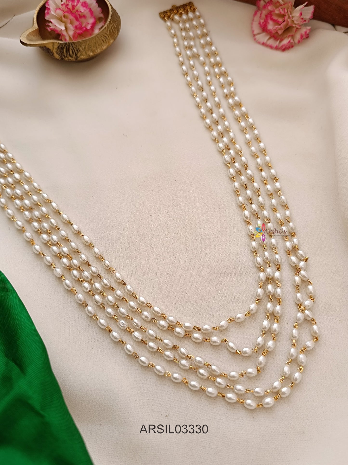 Five Layer Rice Pearl Necklace