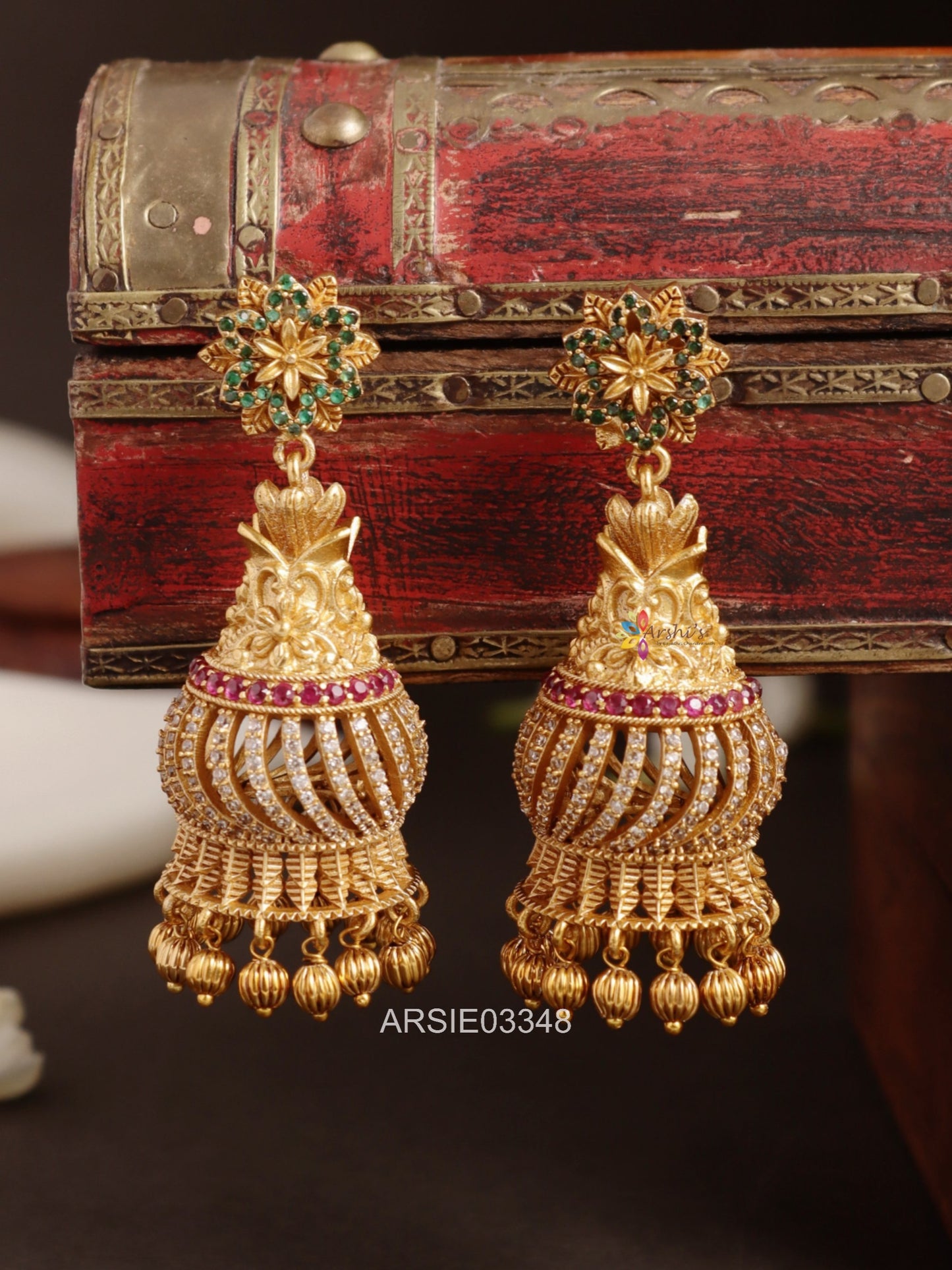 Flower Stone Long Jhumka