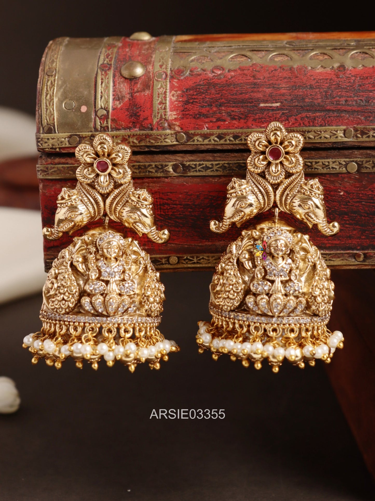 Antique Elephant and Lakshmi Jhumka