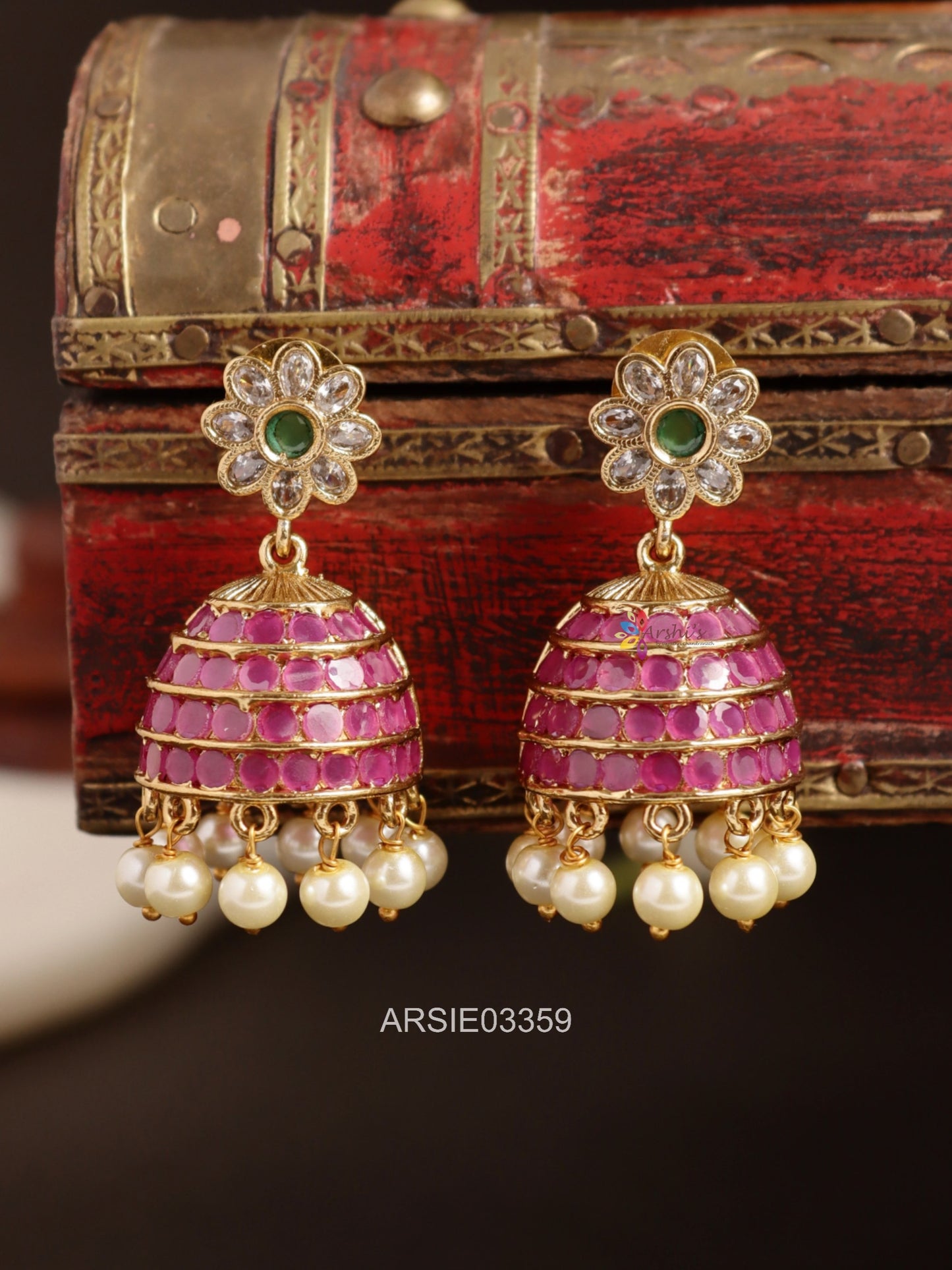 Stone and Pearl Hanggings Jhumka