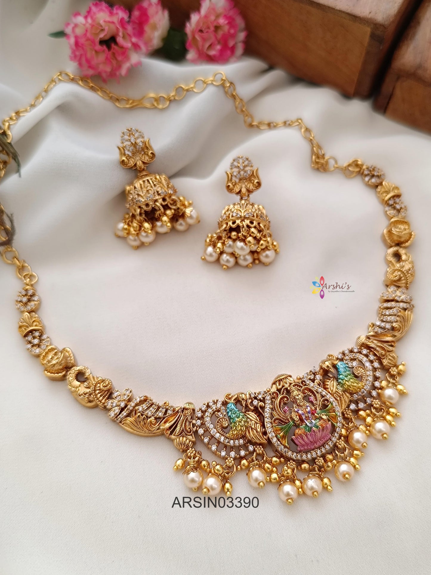 3D Enamel Lakshmi Necklace