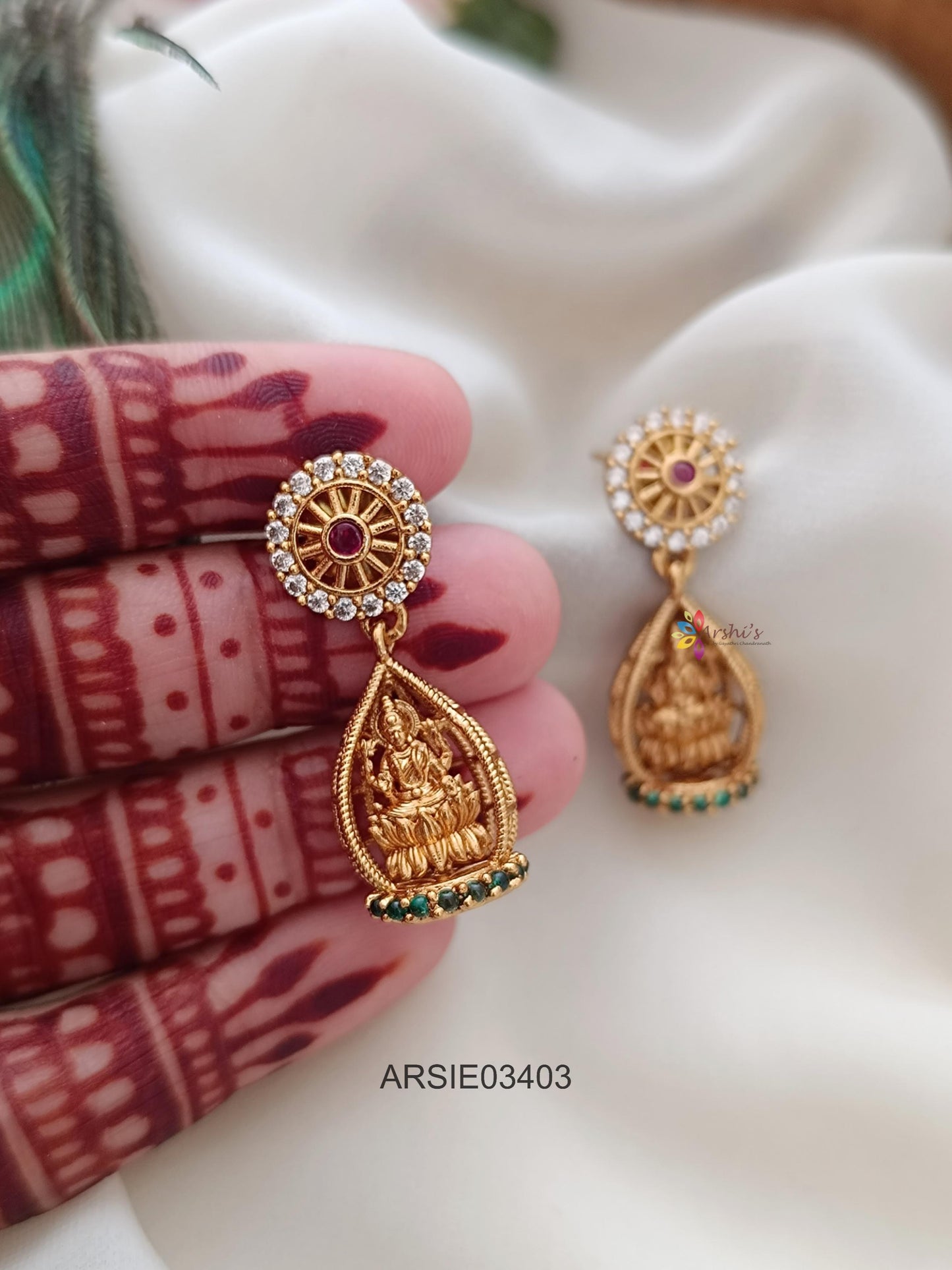 Stone Lakshmi Drop Earrings